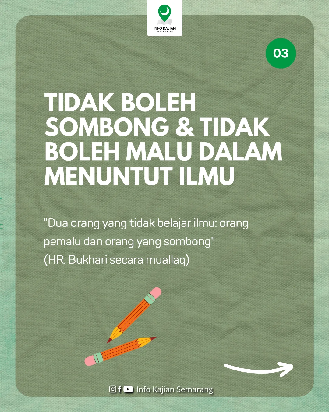Tidak Boleh Sombong & Tidak Boleh Malu Dalam Menuntut Ilmu