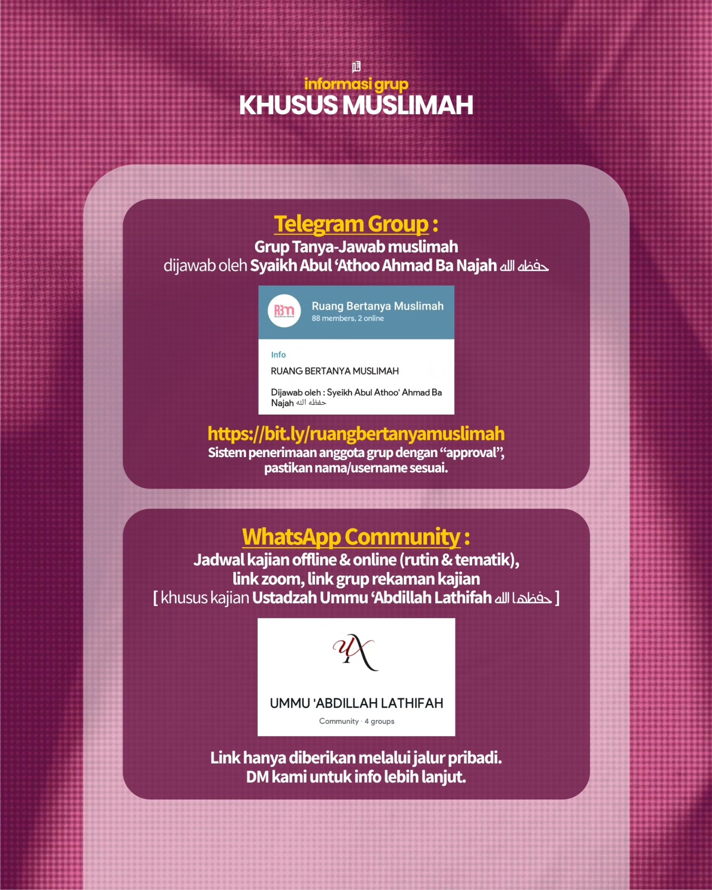 Informasi Kajian Muslimah (Offline & Online)