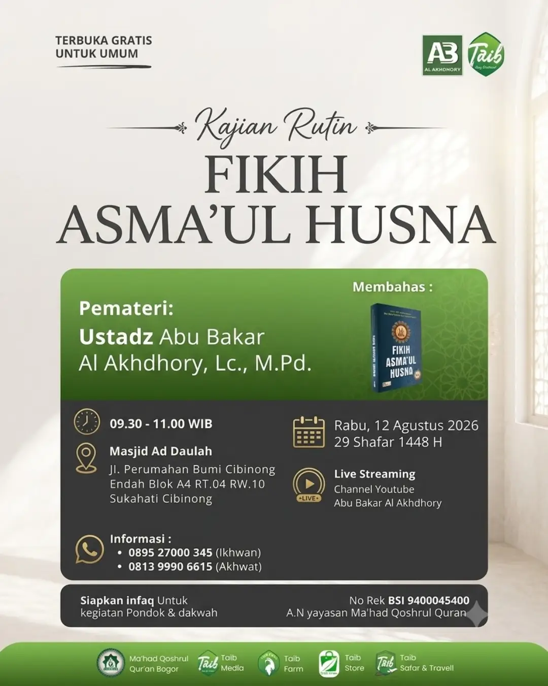 KAJIAN RUTIN – FIKIH ASMA’UL HUSNA