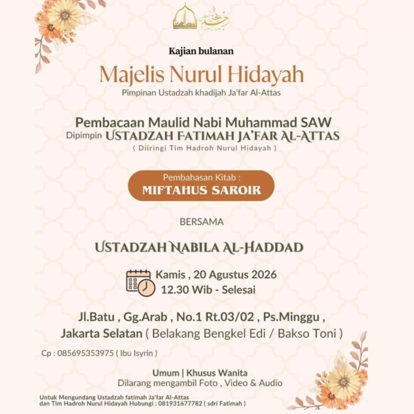 Kajian bulanan Majelis Nurul Hidayah