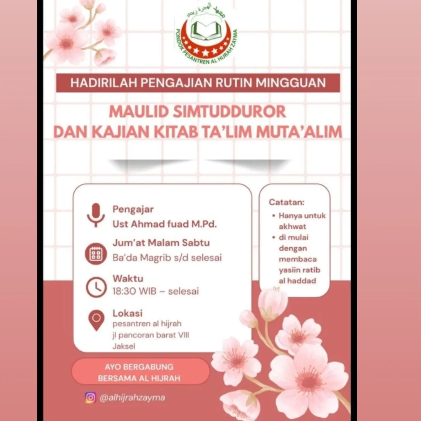 HADIRLAH PENGAJIAN RUTIN MINGGUAN