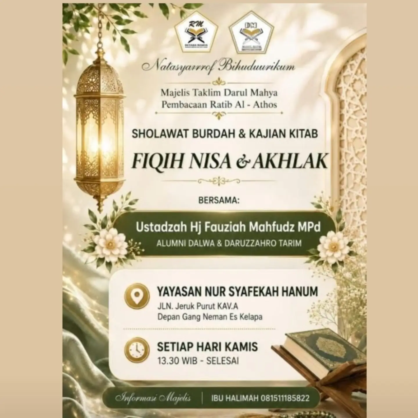 Sholawat Burdah & Kajian Kitab Fiqih Nisa & Akhlak