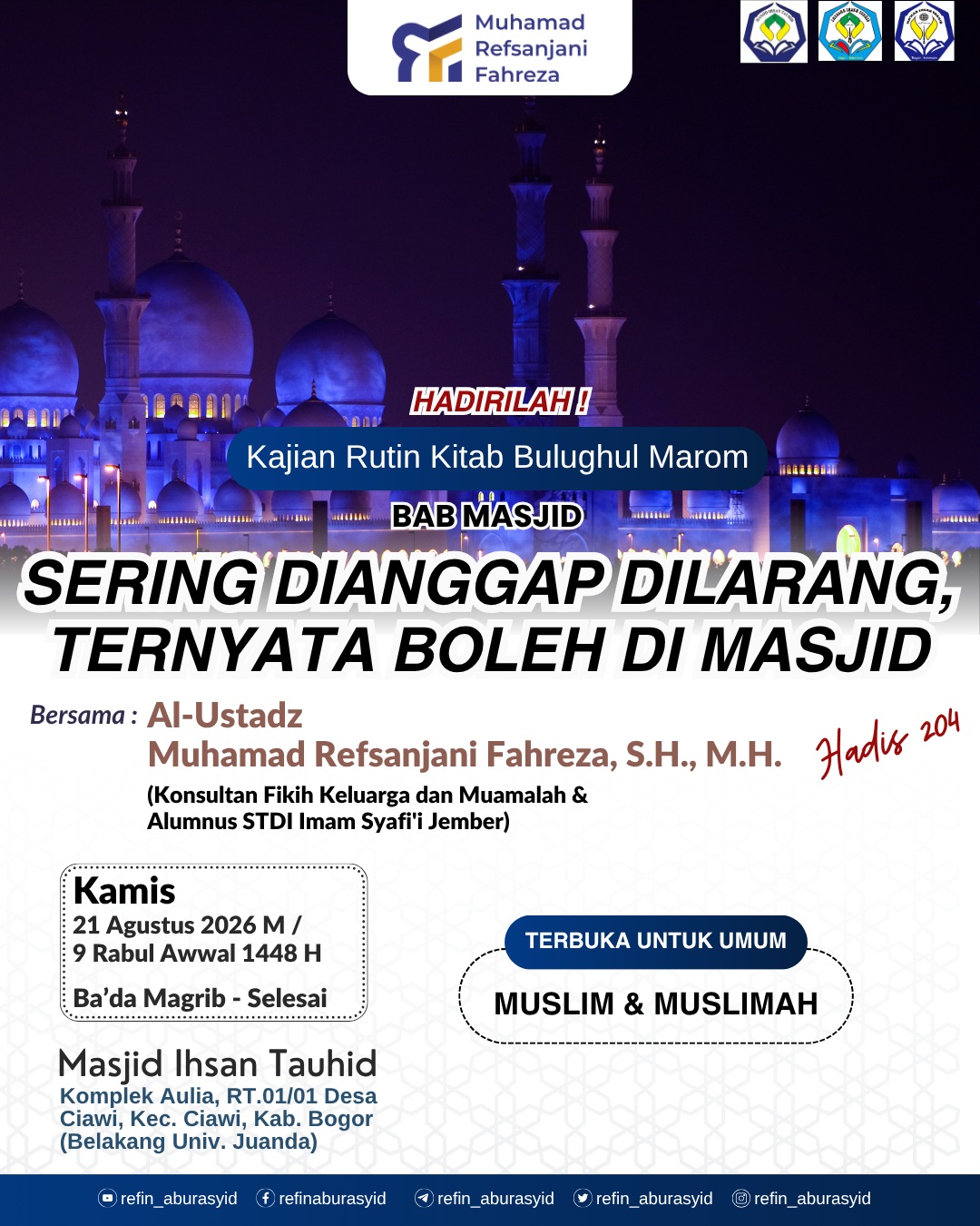 SERING DIANGGAP DILARANG, TERNATA BOLEH DI MASJID