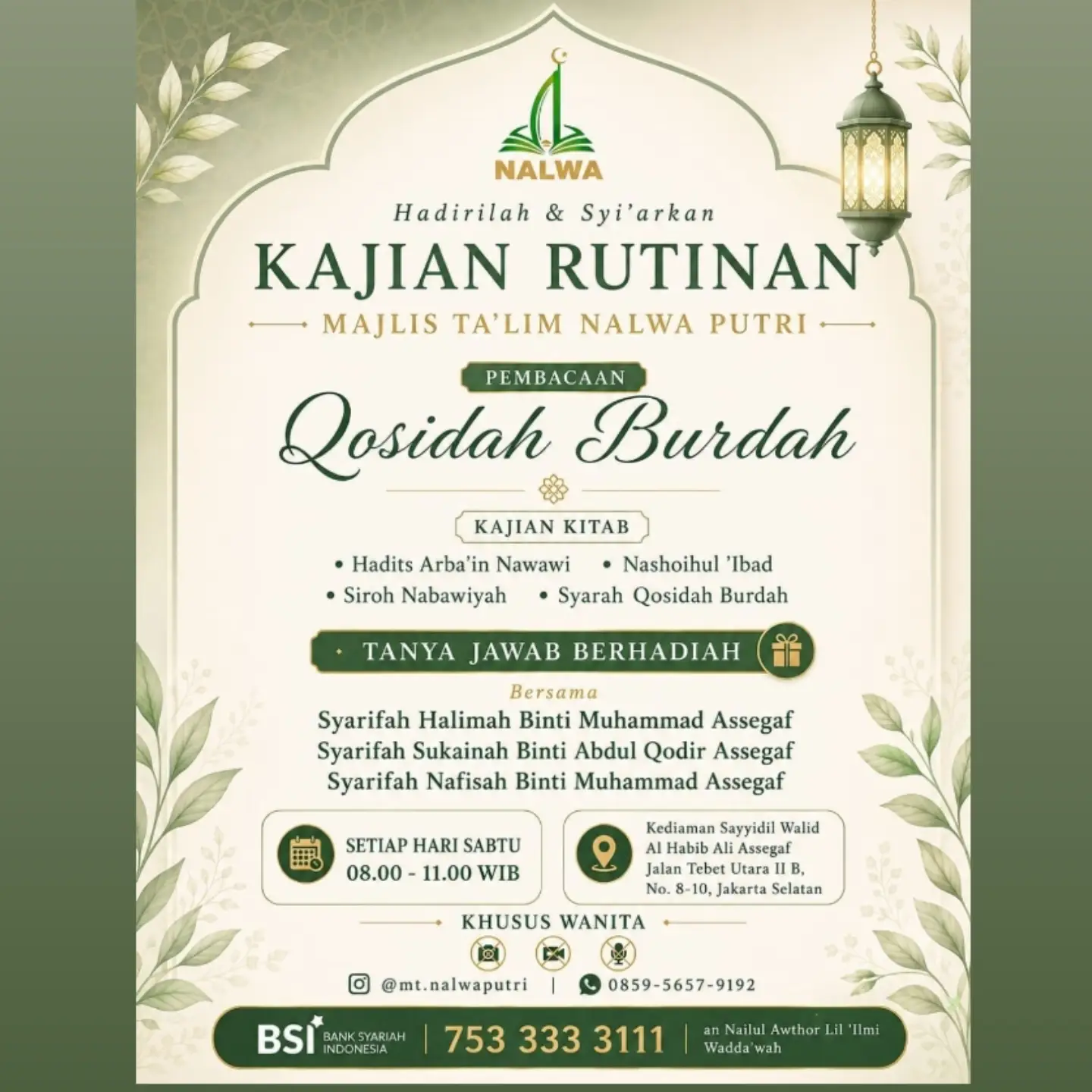 Kajian Rutinan Majlis Ta'im Nalwa Putri