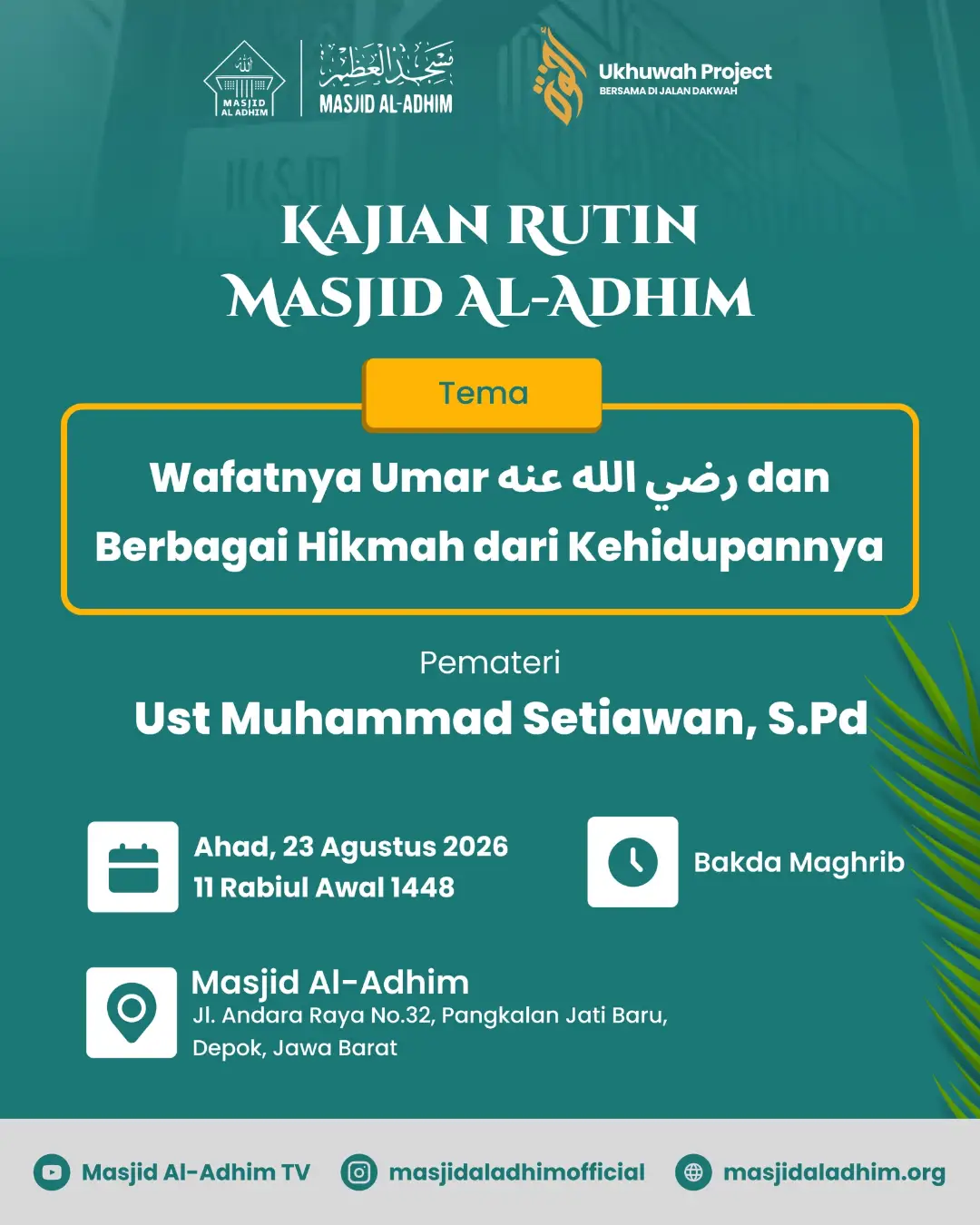 Wafatnya Umar radi Allahu 'anhu dan Berbagai Hikmah dari Kehidupannya