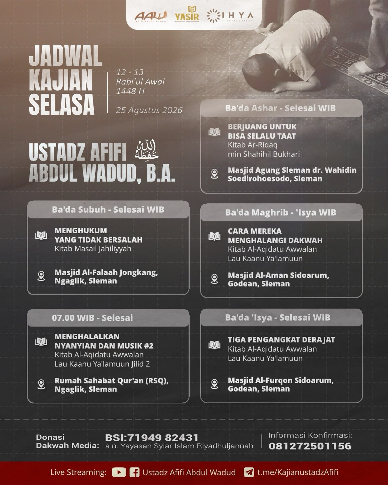 Jadwal Kajian Selasa