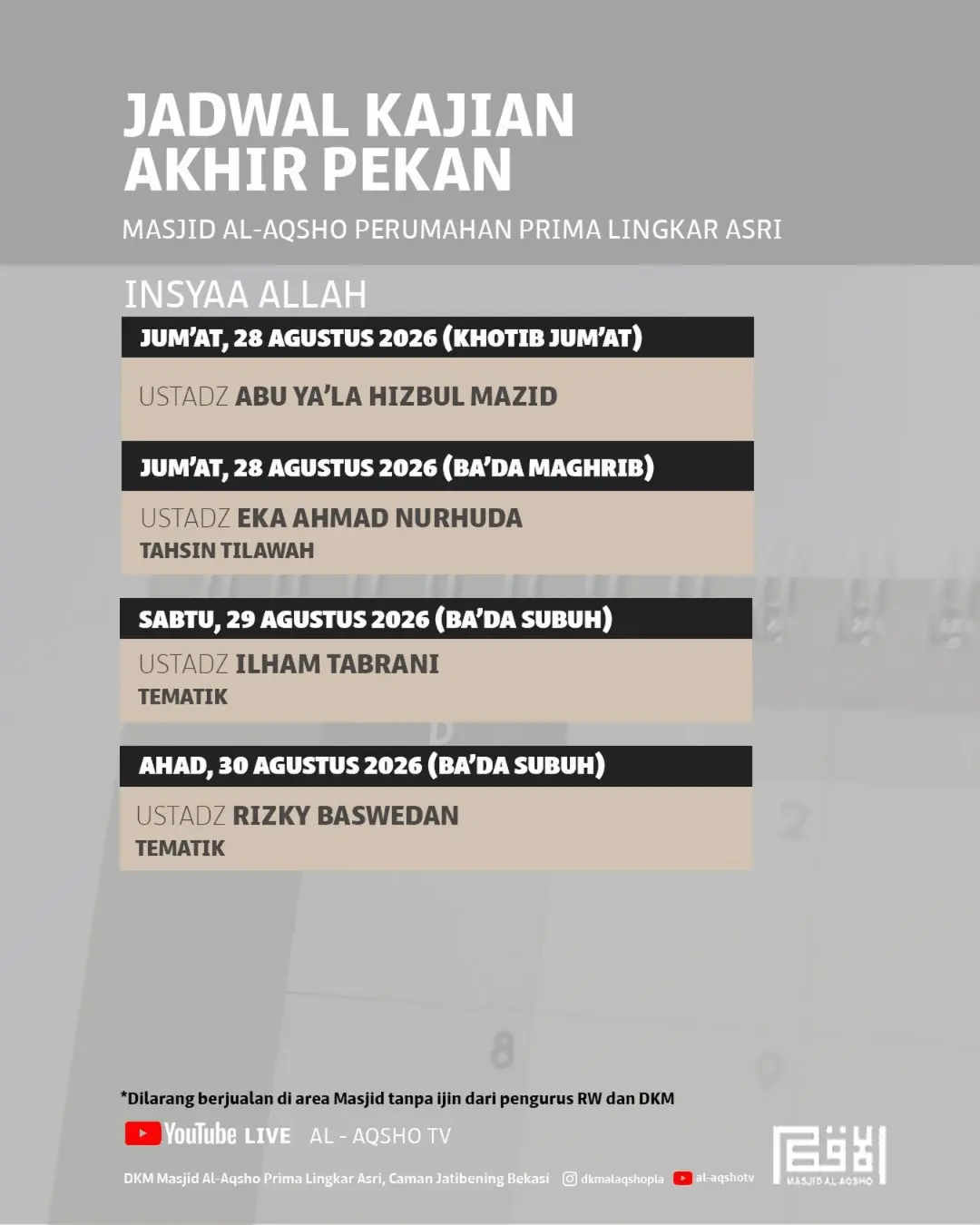 JADWAL KAJIAN AKHIR PEKAN