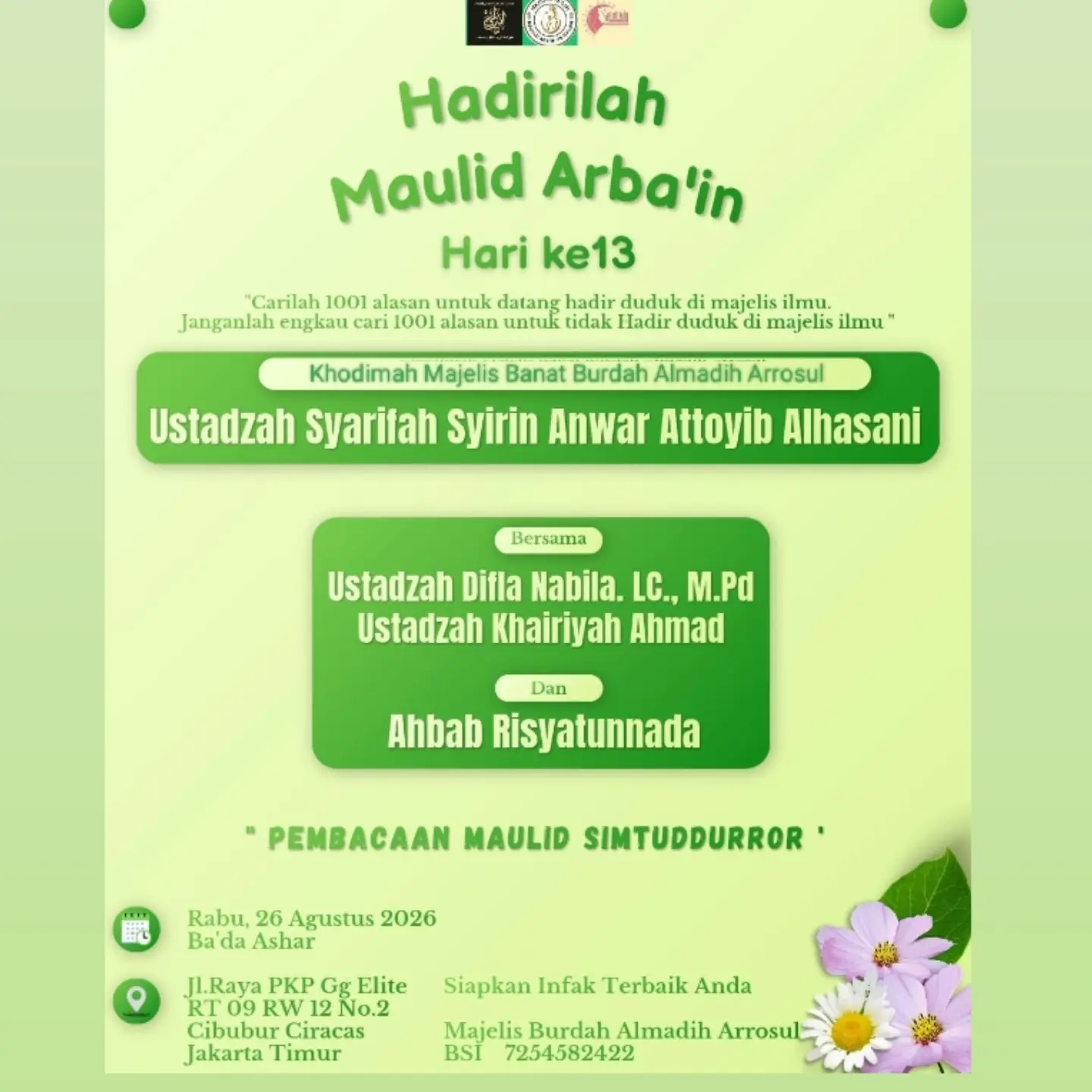 Hadirilah Maulid Arba'in Hari ke-13