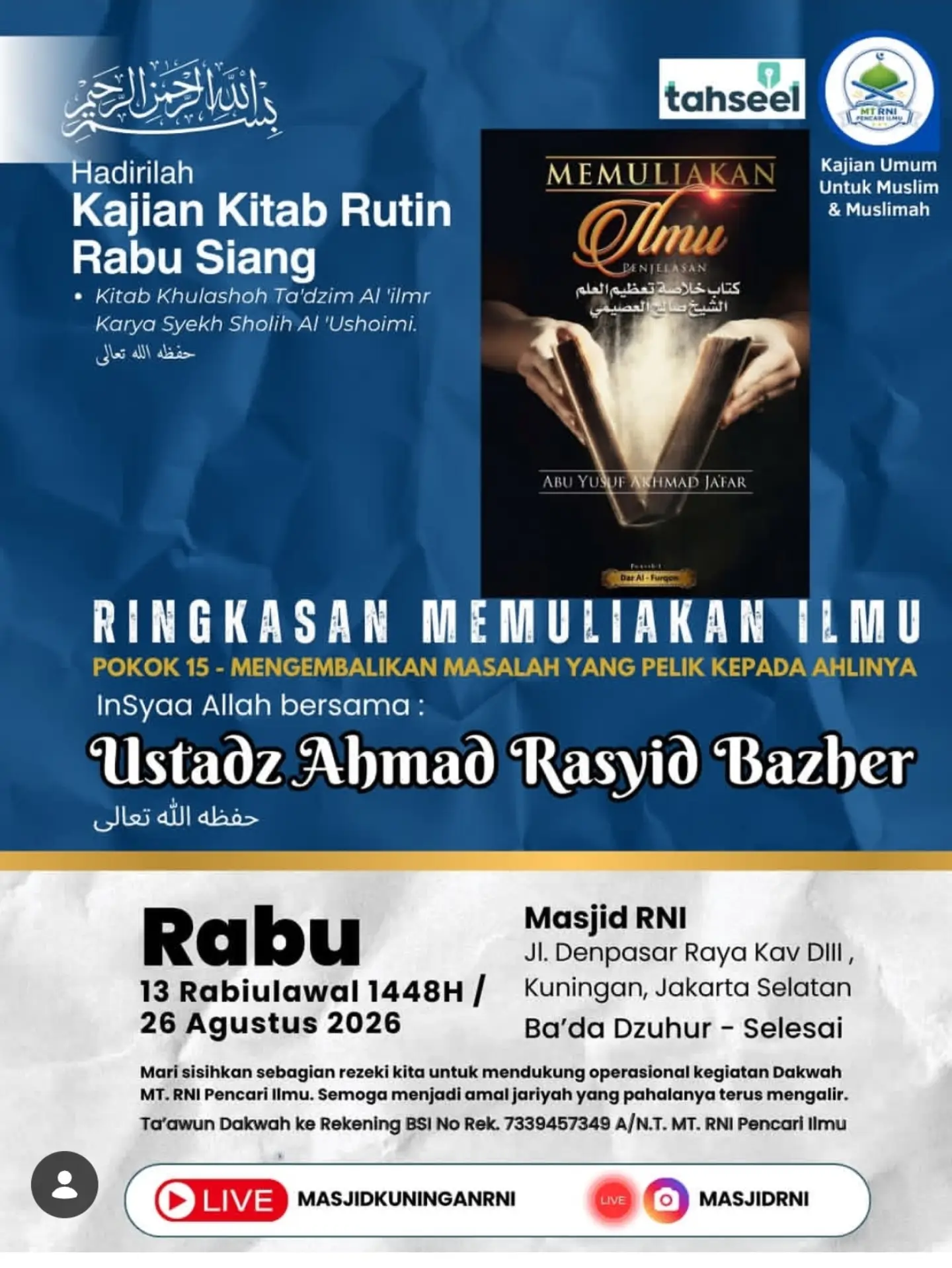 Kajian Kitab Rutin Rab Siang