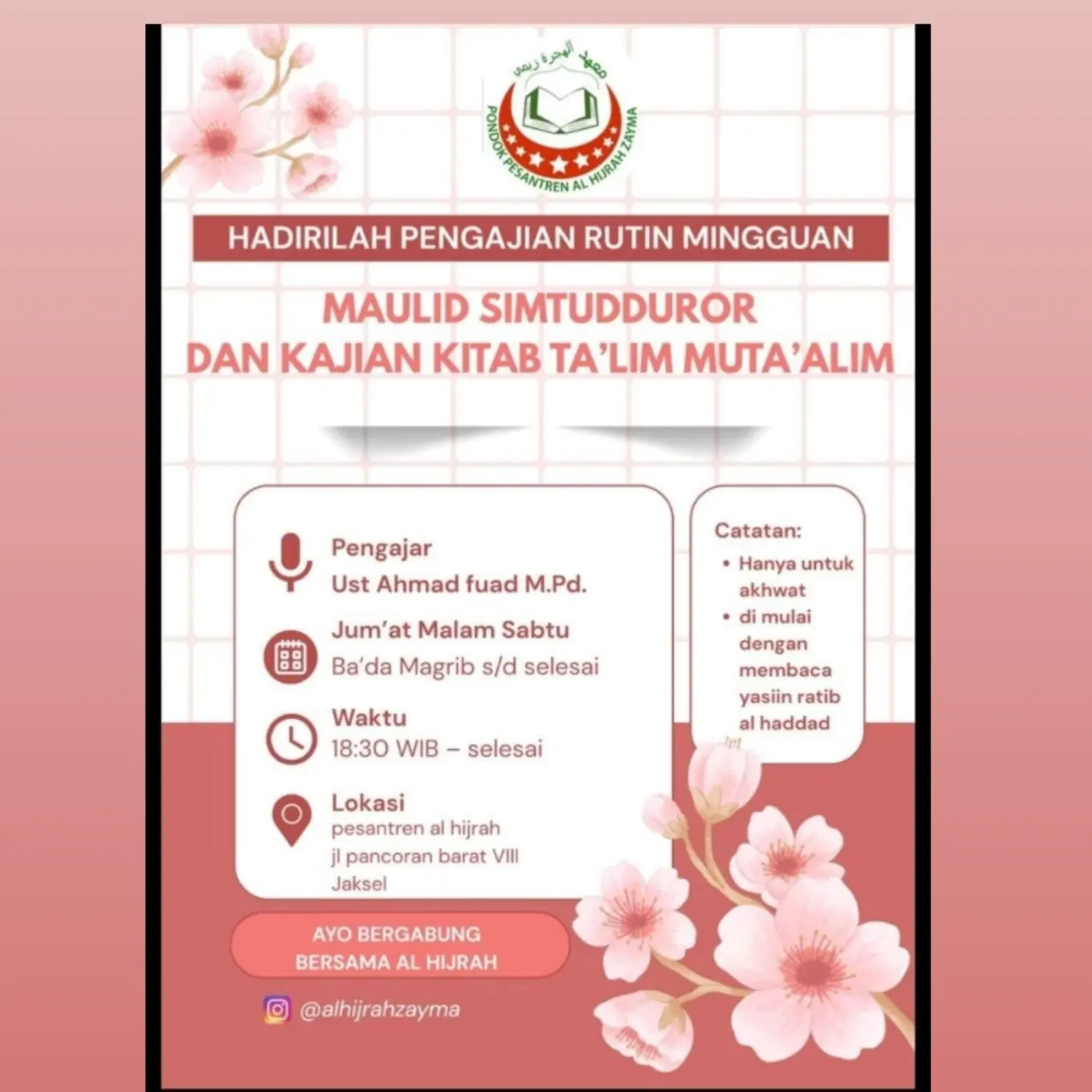 Hadirilah Pengajian Rutin Mingguan