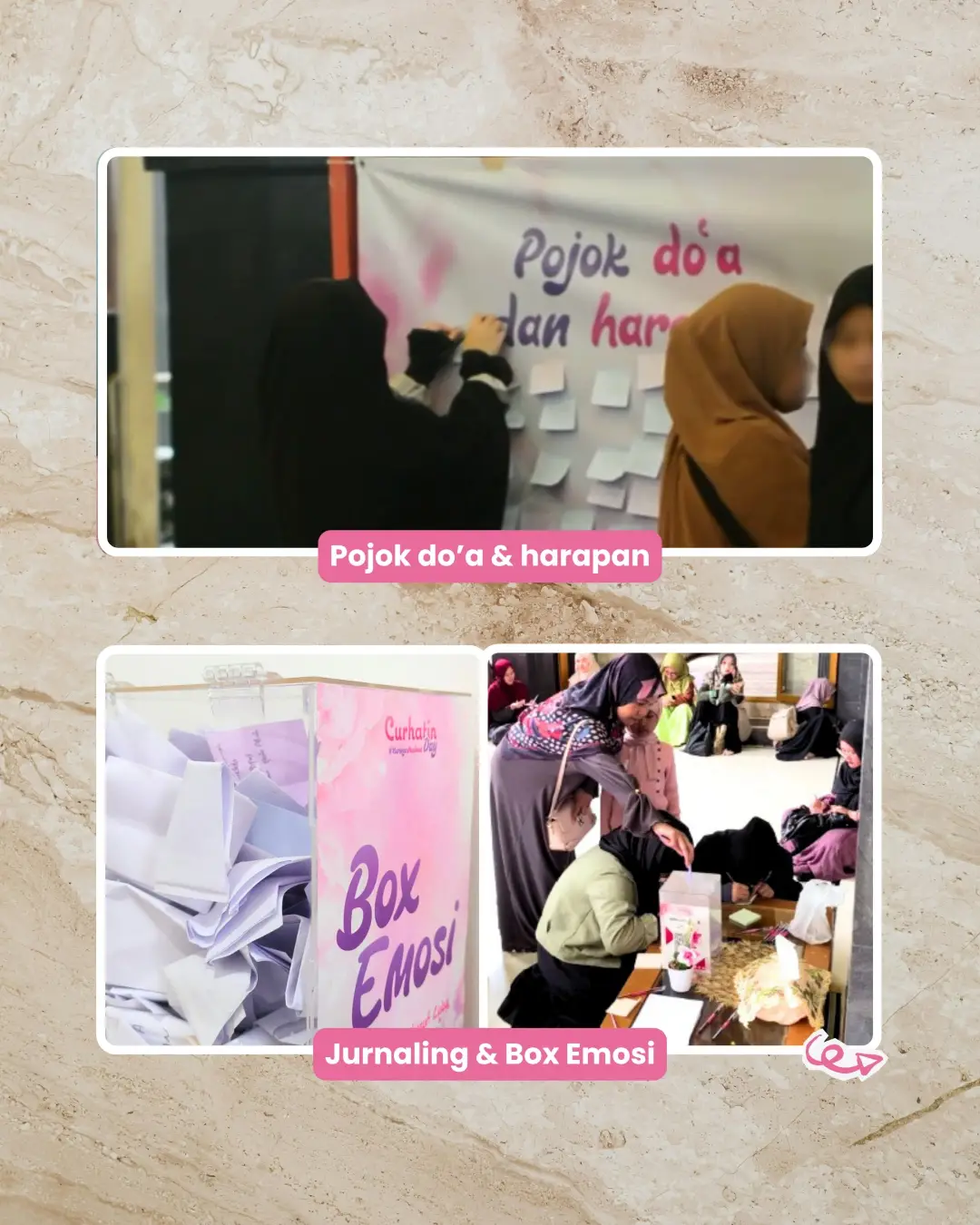 Curhatin Day: Pojok doa & harapan; Journaling & Box Emosi