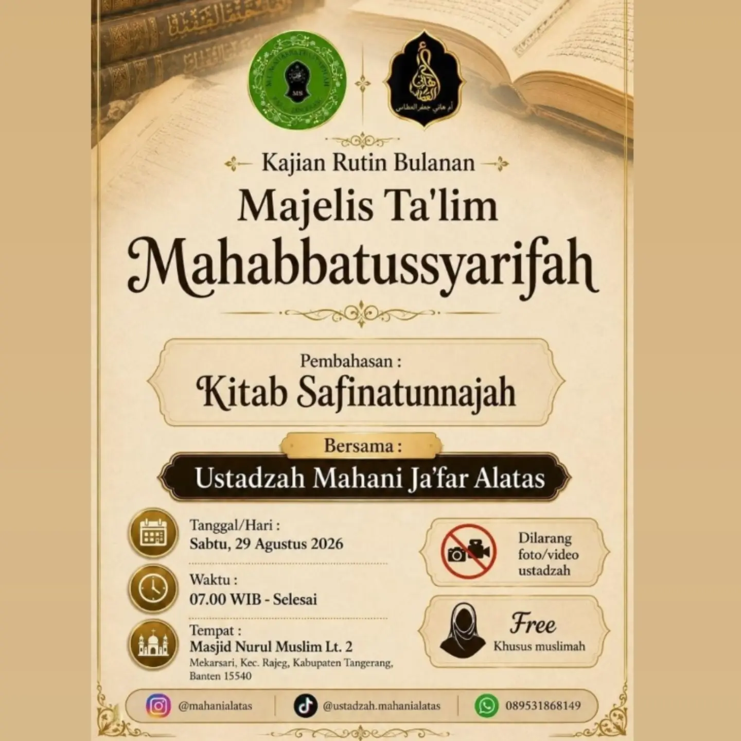 Kajian Rutin Bulanan Majelis Ta'lim Mahabbatussyarifah