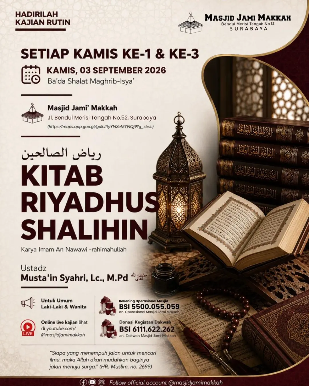 KAJIAN KITAB RIYADHUS SHALIHIN