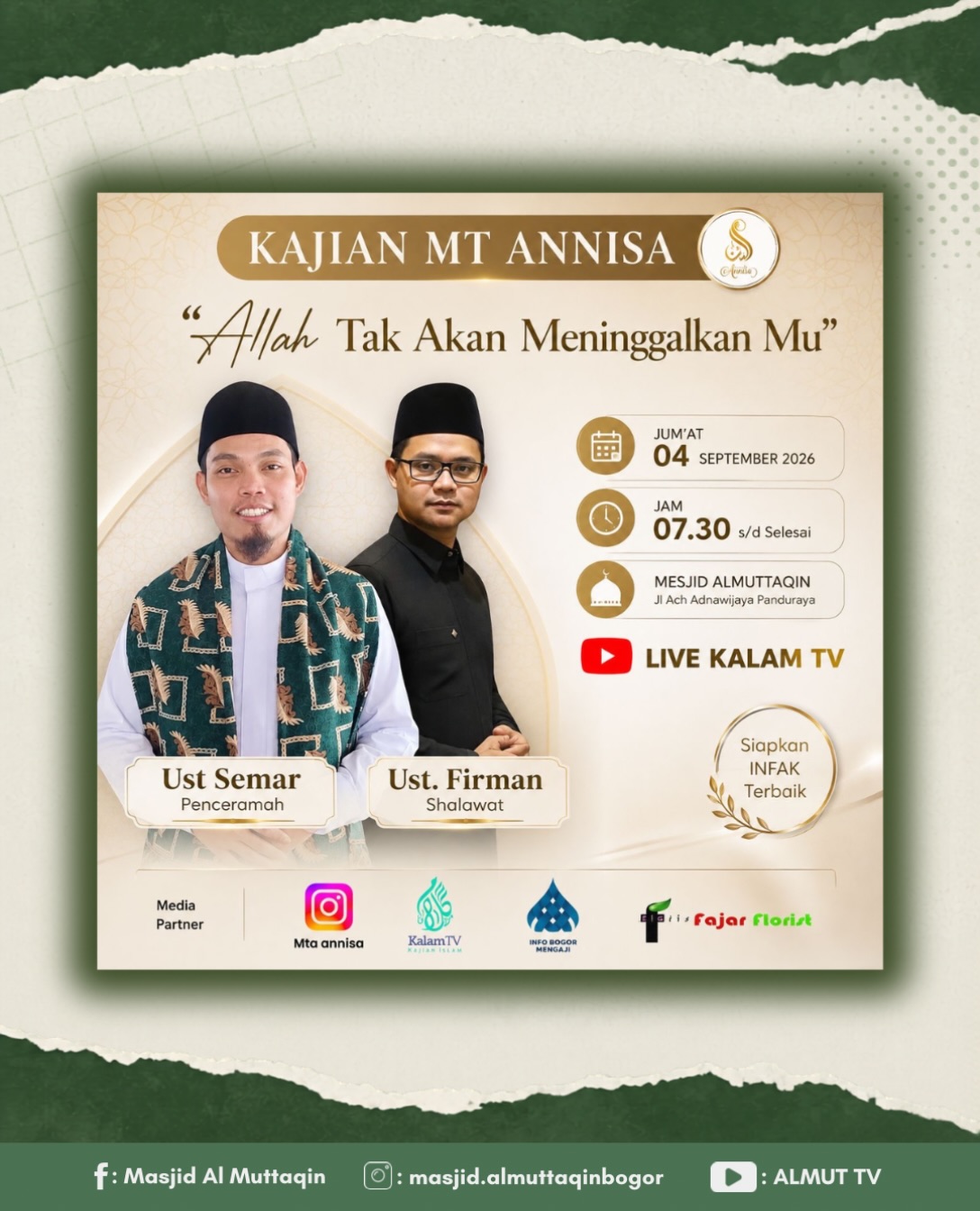 ALLAH TAK AKAN MENINGGALKAN MU