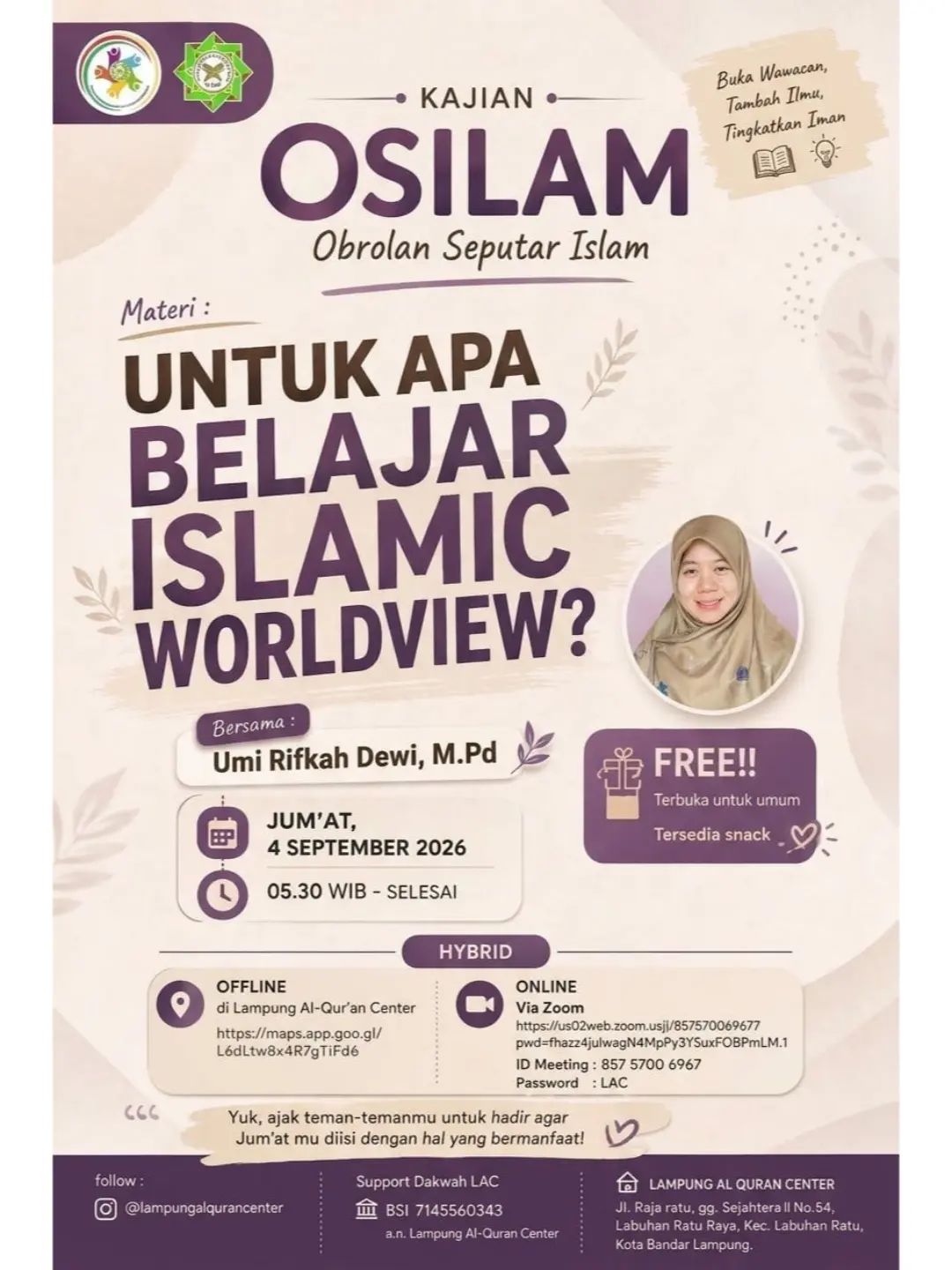Untuk apa belajar Islamic Worldview?