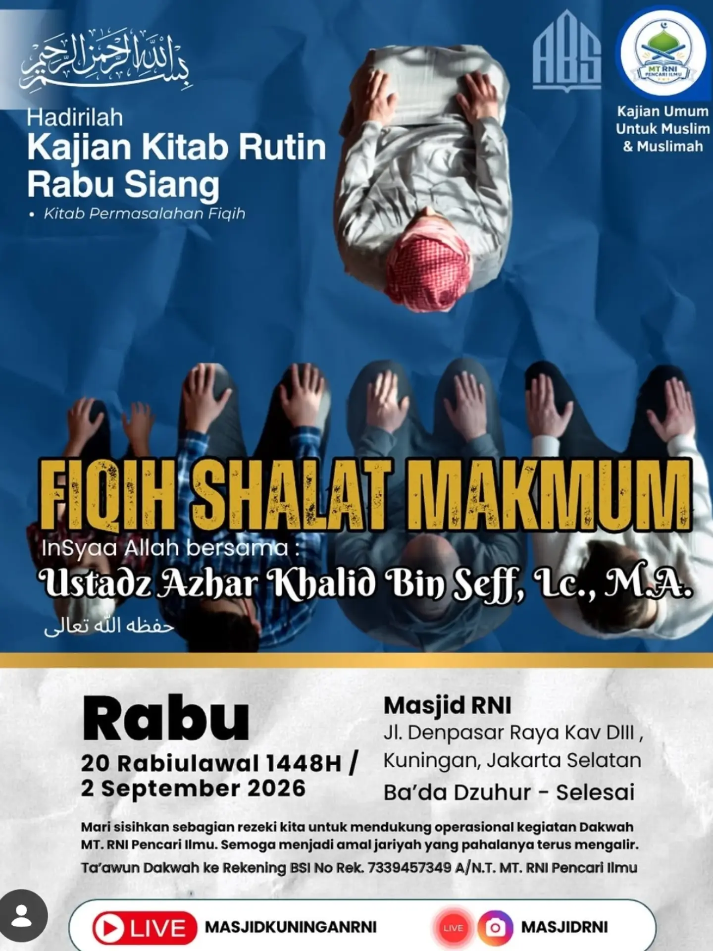 Hadirilah Kajian Kitab Rutin Rabu Siang