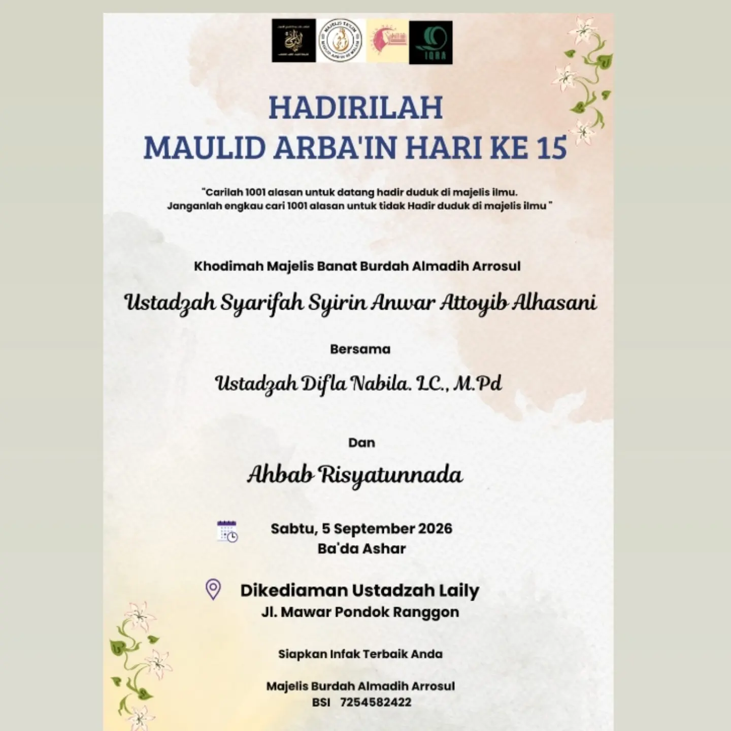 Hadirilah Maulid Arba'in Hari ke-15