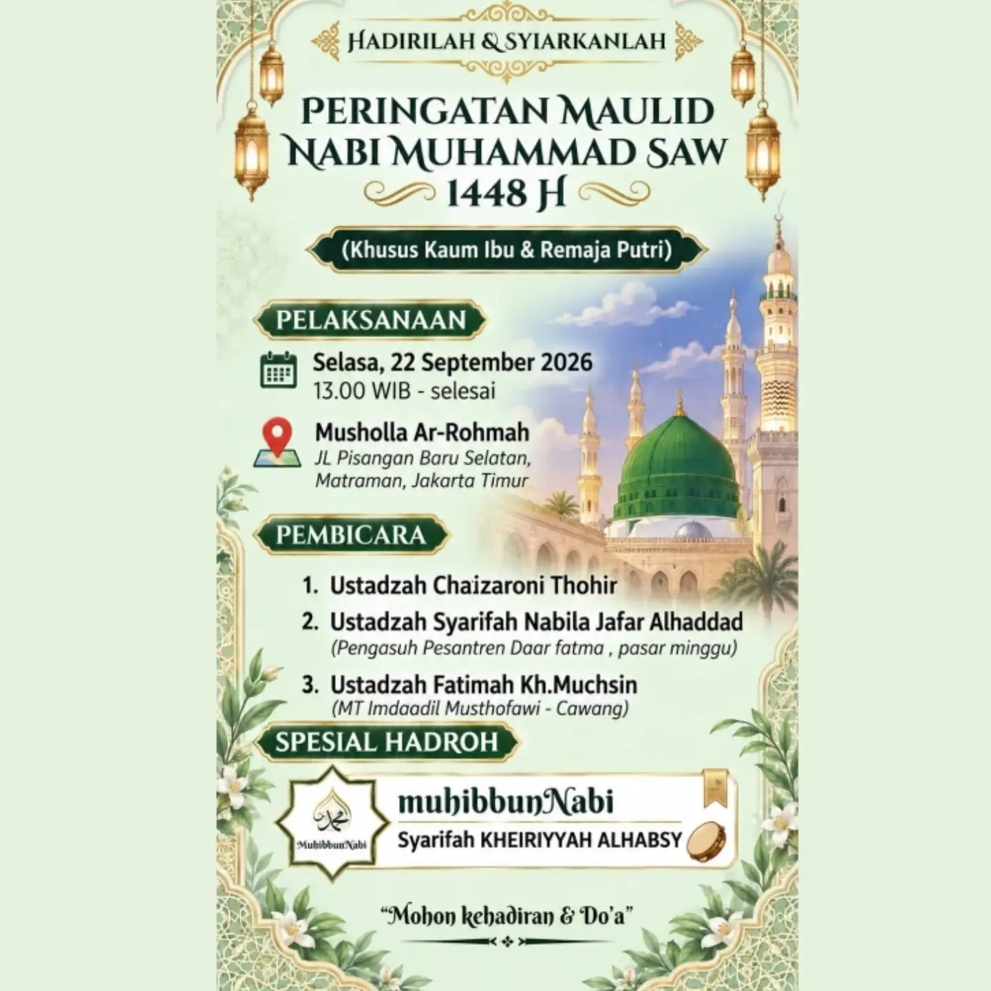 Peringatan Maulid Nabi Muhammad Saw 1448 H (Khusus Kaum Ibu & Remaja Putri)