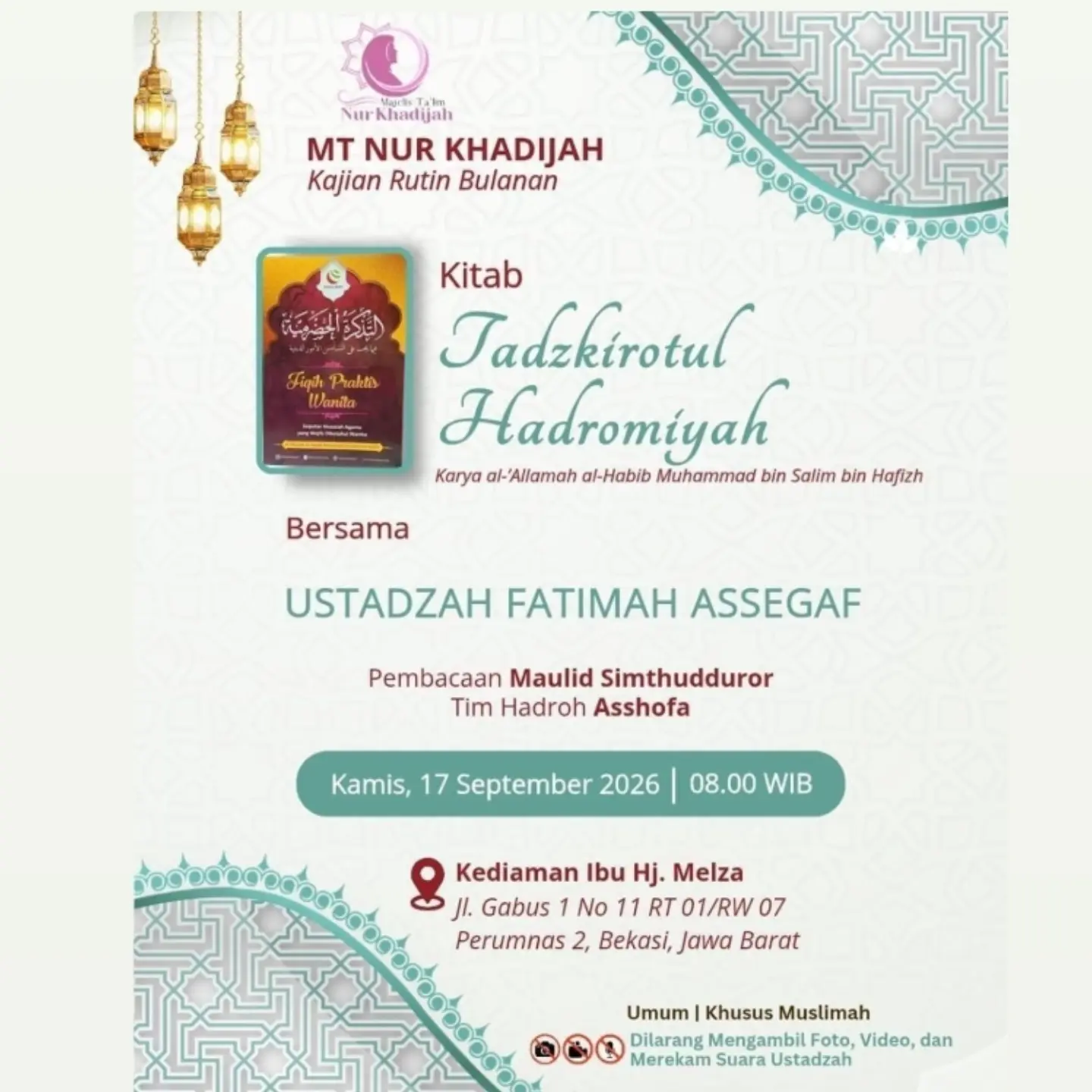 Kajian Rutin Bulanan MT Nur Khadijah