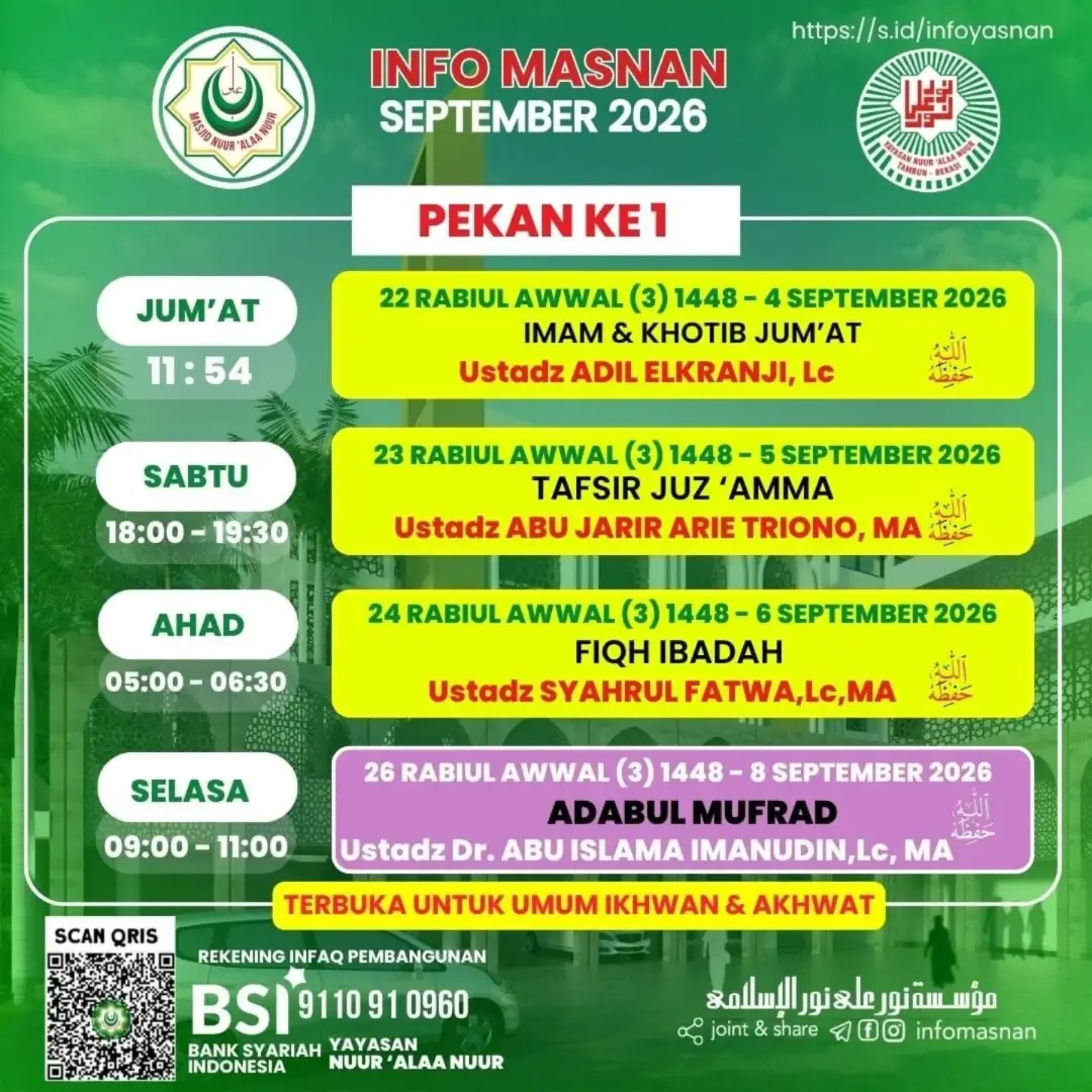 INFO MASNAN SEPTEMBER 2026 - Pekan Ke 1