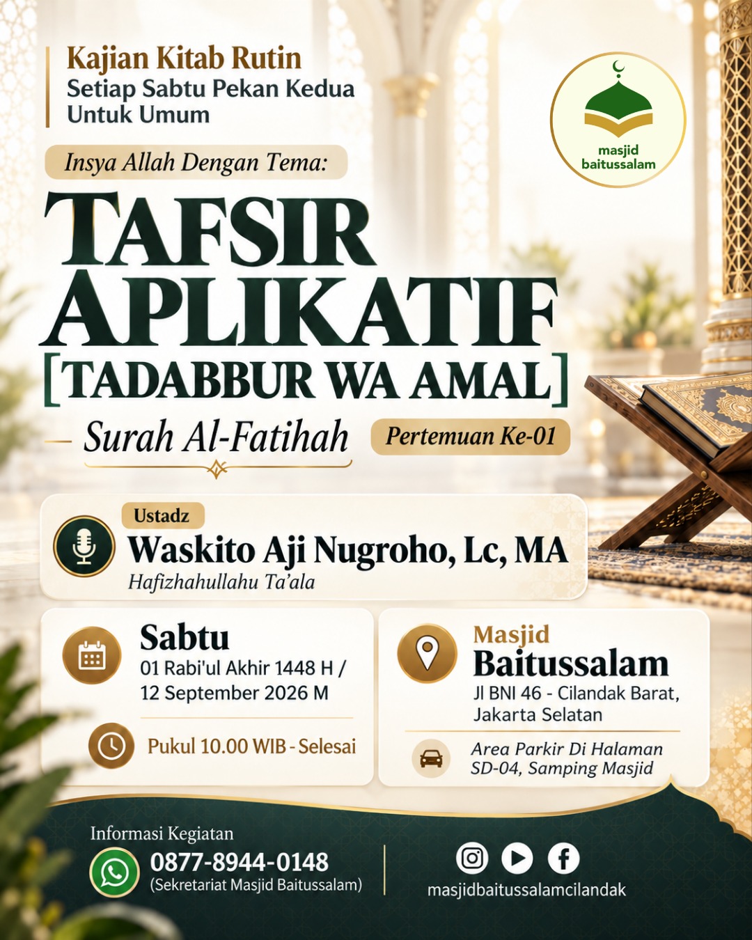 Tafsir Aplikatif Surah Al-Fatihah (Pertemuan Ke-01)