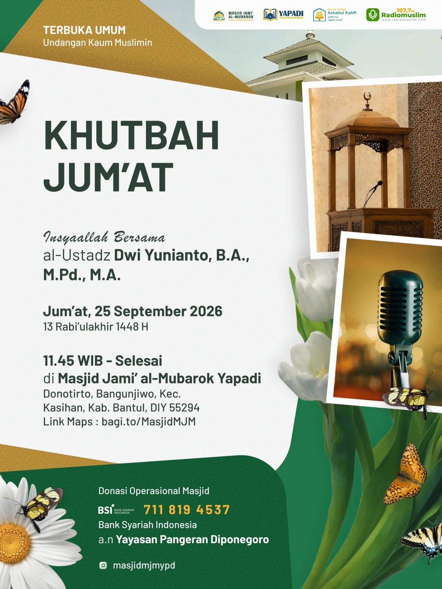 KHUTBAH JUM’AT DI MASJID JAMI’ AL-MUBAROK (MJM) DONOTIRTO