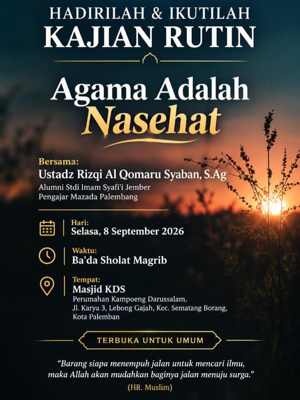 Kajian Rutin: Agama Adalah Nasehat