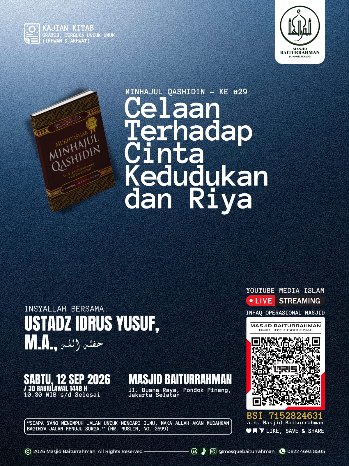 Celaan Terhadap Cinta Kedudukan dan Riya