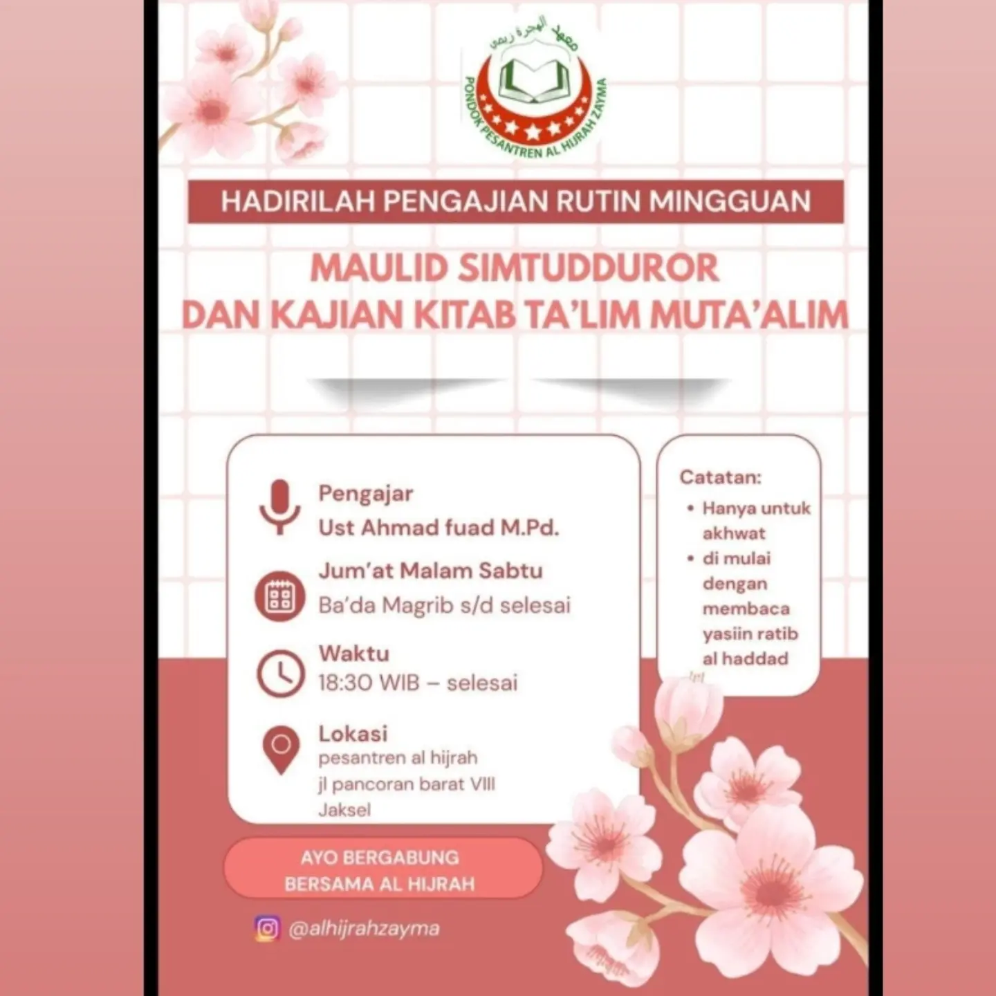 Hadirilah Pengajian Rutin Mingguan