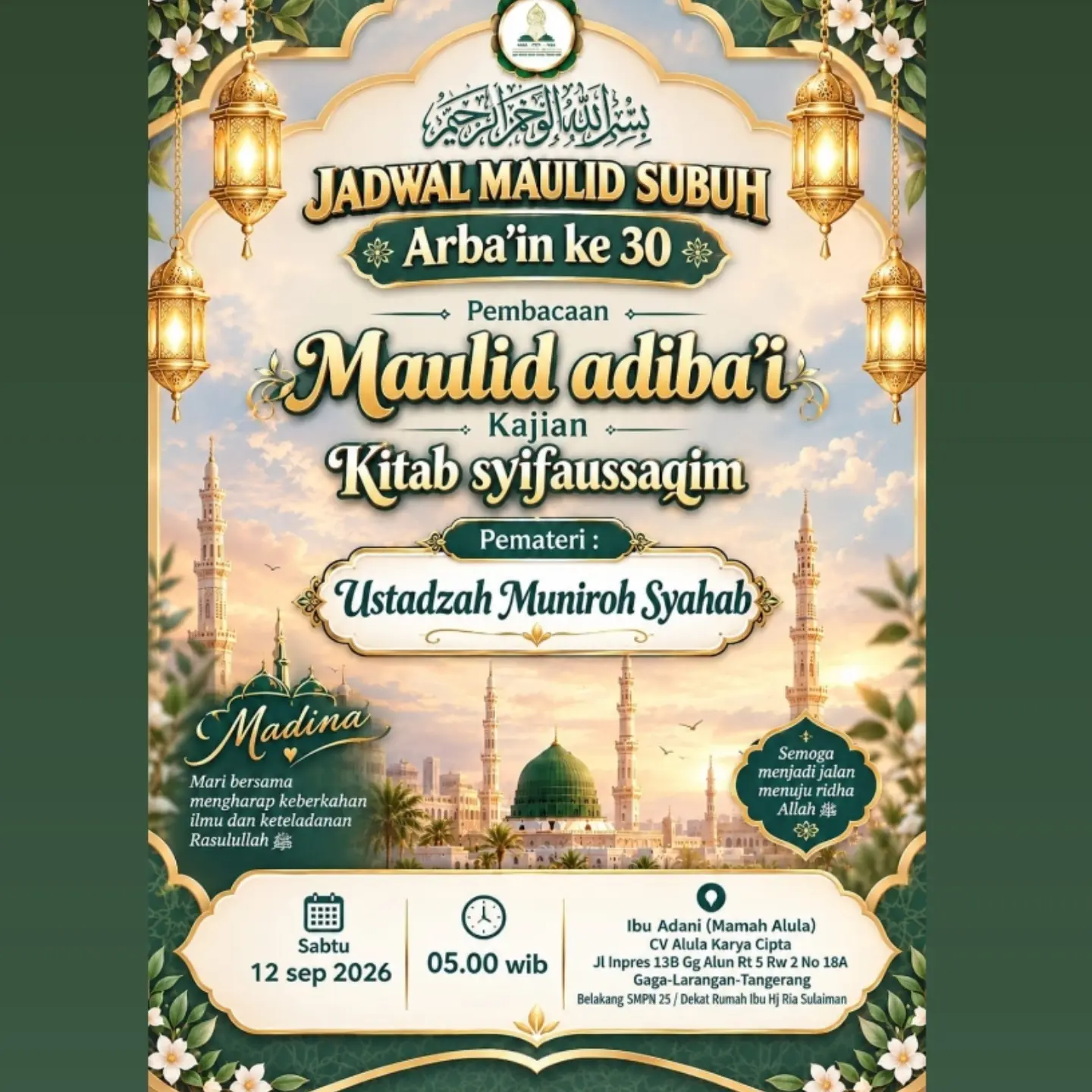 Jadwal Maulid Subuh Arba'in ke 30