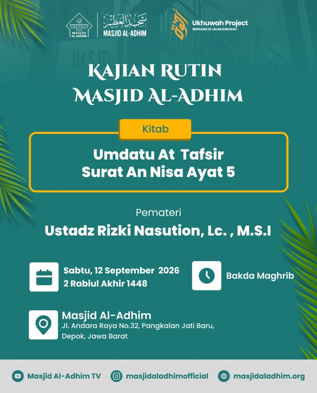 Kajian Rutin Masjid Al-Adhim