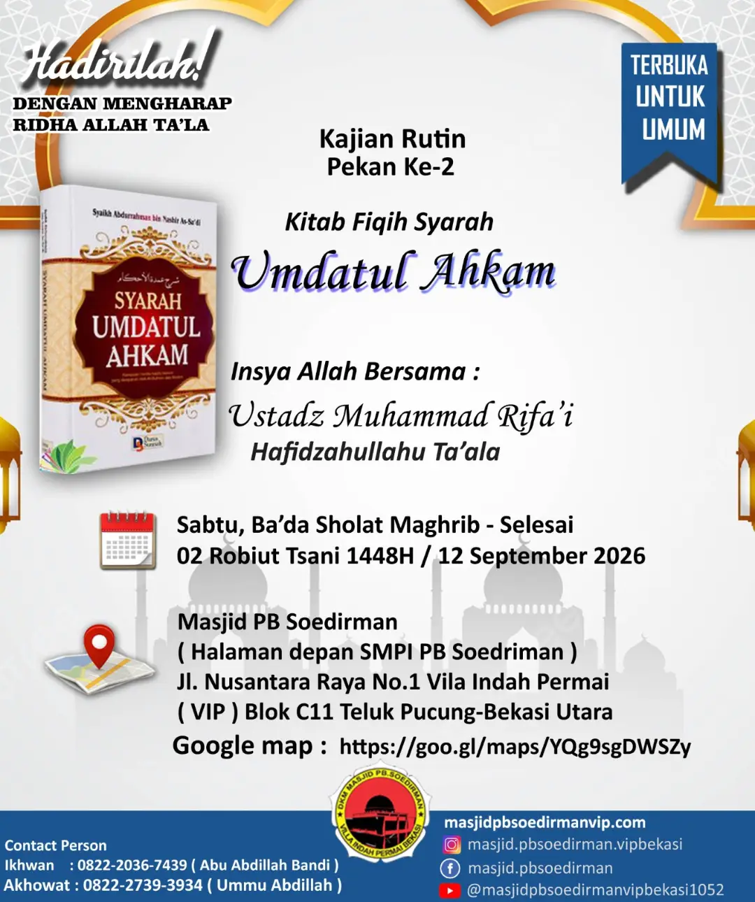 Kajian Rutin Pekan Ke-2: Kitab Fiqih Syarah Umdatul Ahkam