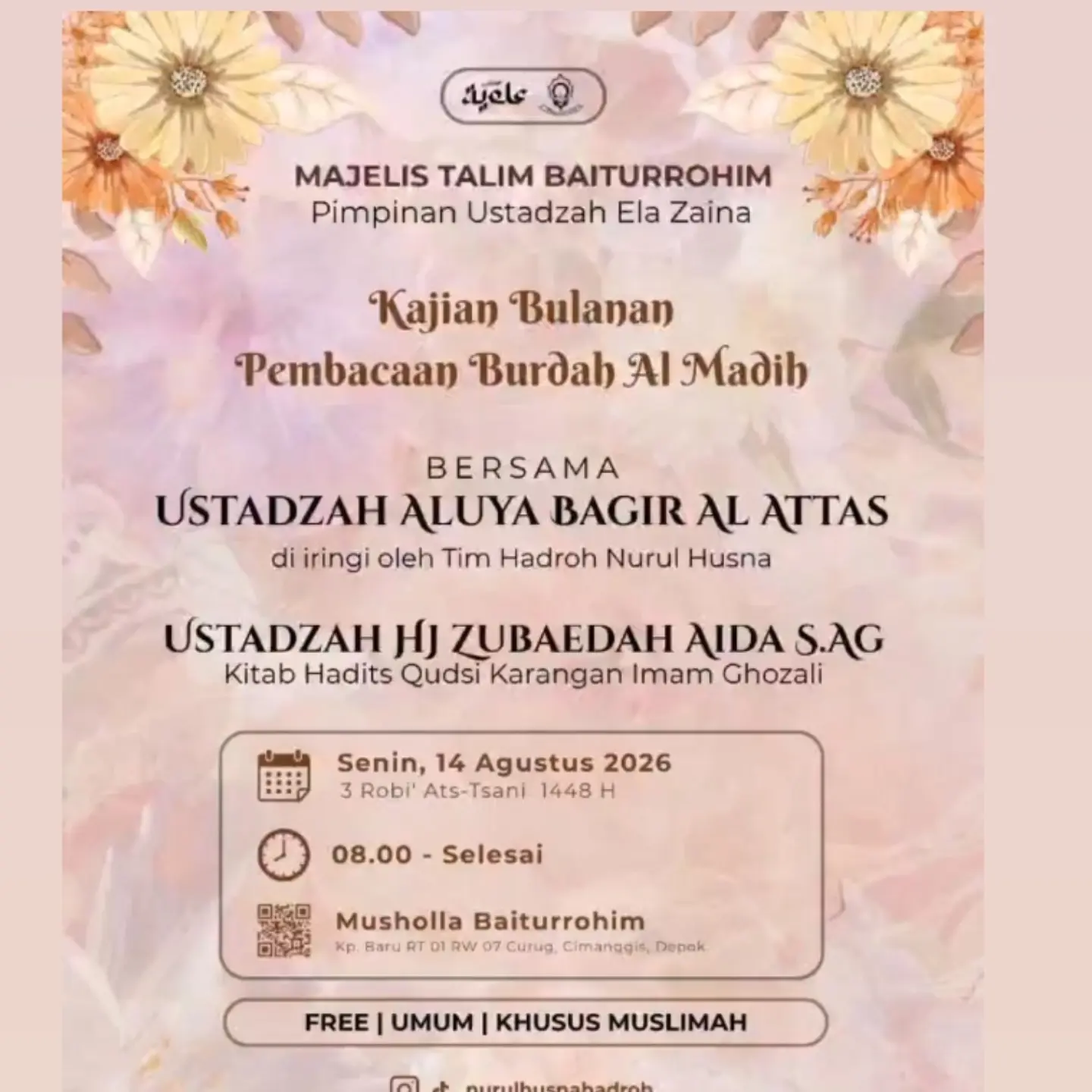 Kajian Bulanan Pembacaan Burdah Al Madaih