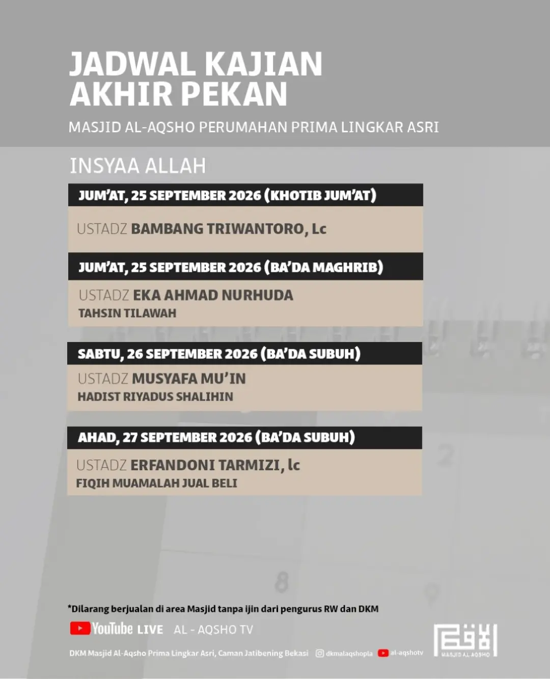 JADWAL KAJIAN AKHIR PEKAN
