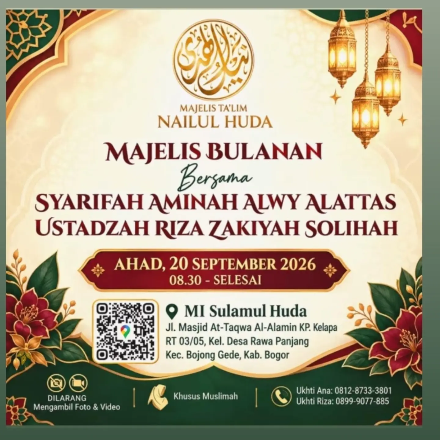 Majelis Bulanan Bersama Syarifah Aminah Alwy Alattas Ustadzah Riza Zakiyah Solihah