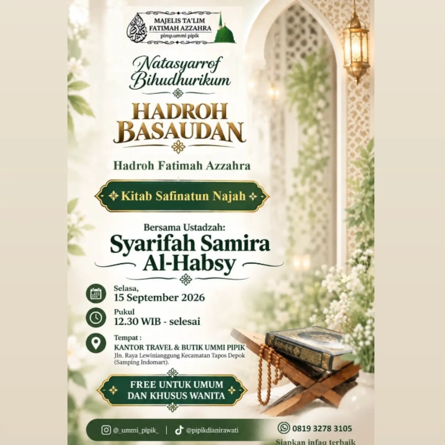 Kajian Muslimah Majelis Fatimah Azzahra