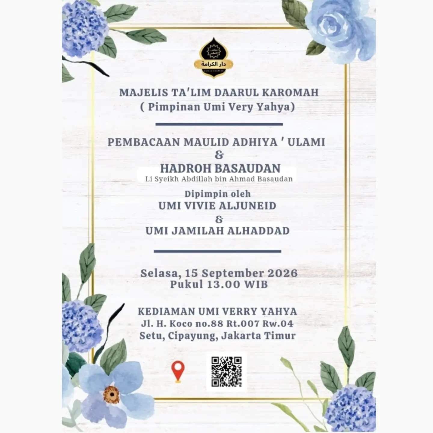 MAJELIS TA'LIM DAARUL KAROMAH (Pimpinan Umi Very Yahya)