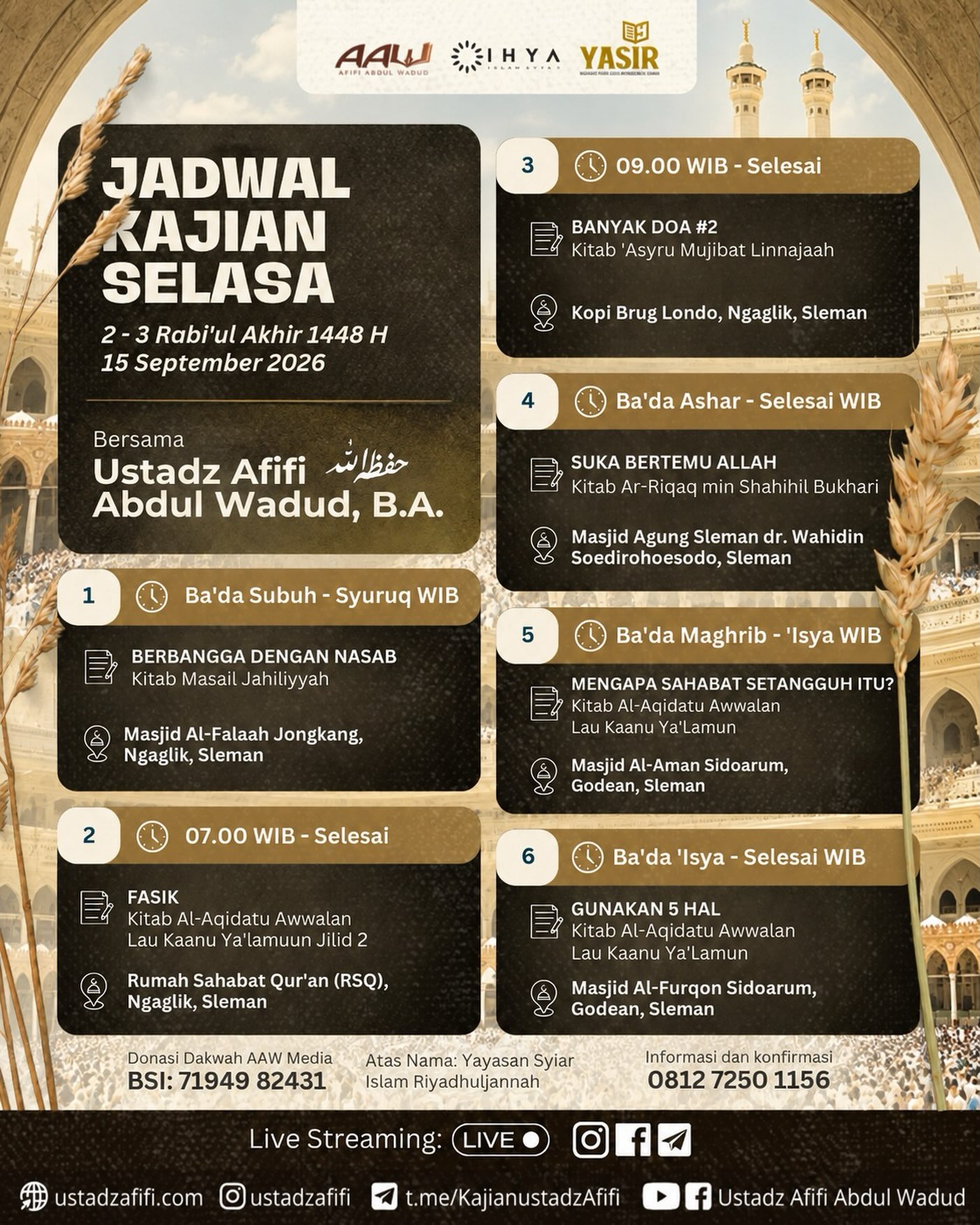 JADWAL KAJIAN SELASA