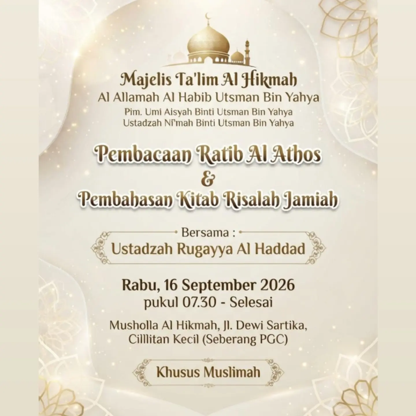 Pembacaan Ratib Al Athos & Pembahasan Kitab Risalah Jamiah