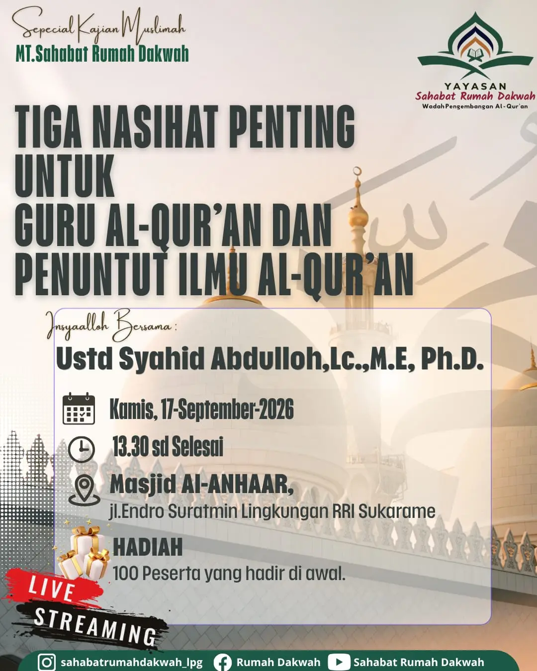 Tiga Nasihat Penting untuk Guru Al-Qur'an dan Penuntut Ilmu Al-Qur'an
