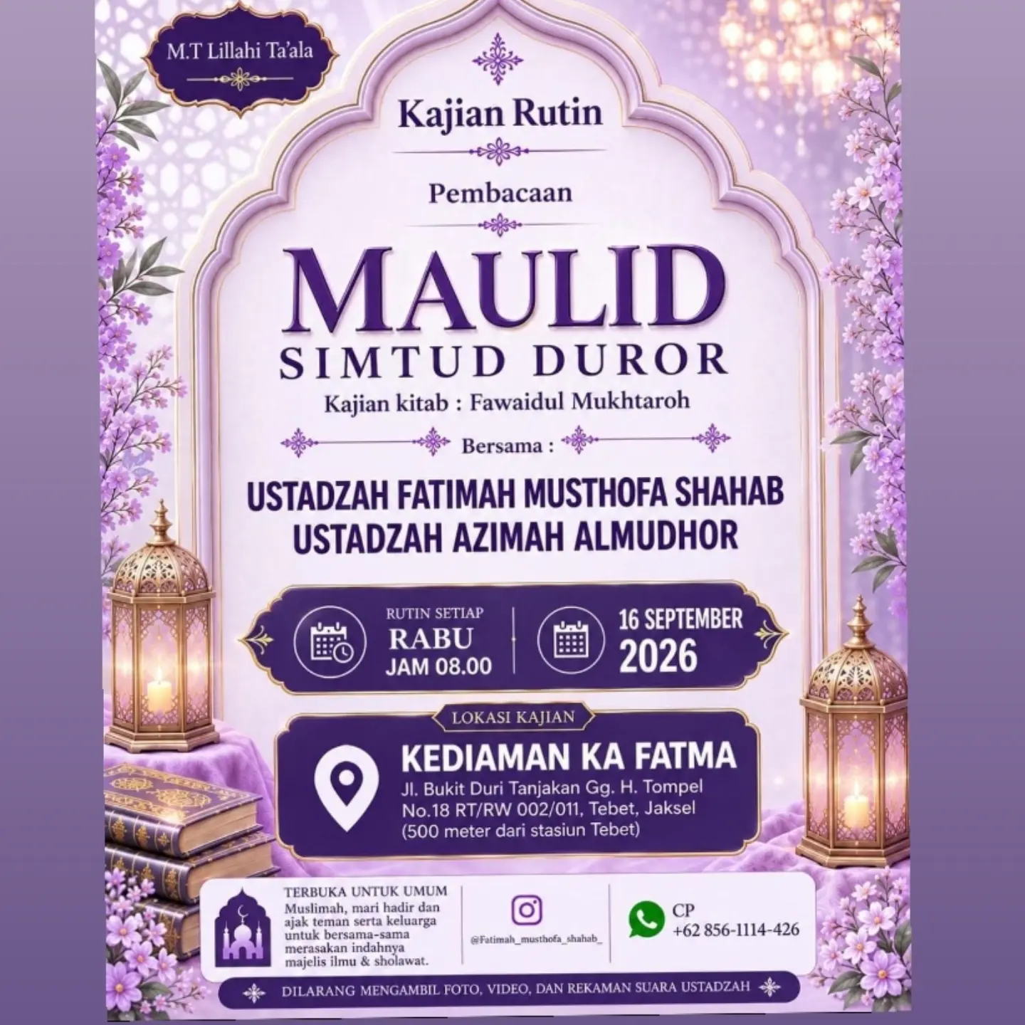 Kajian Rutin Pembacaan Maulid Simtud Duror