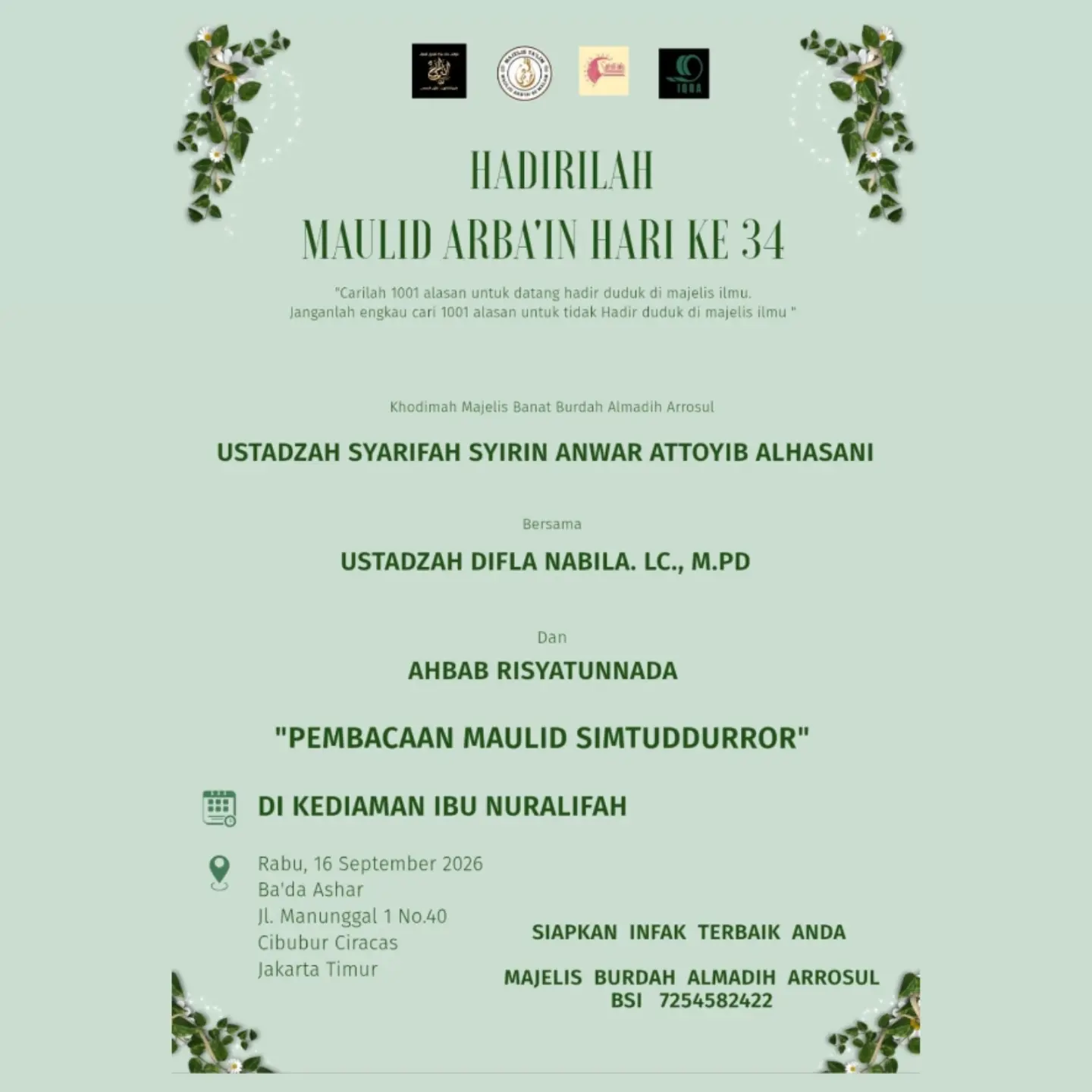 Hadirilah Maulid Arba'in Hari Ke-34