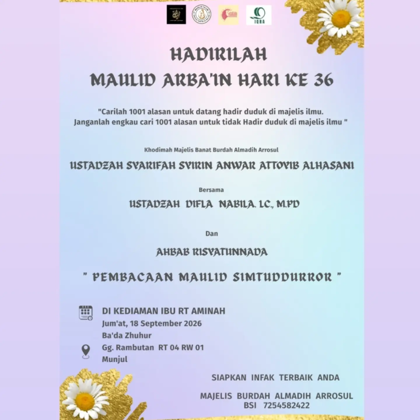 Hadirilah Maulid Arbain Hari Ke-36