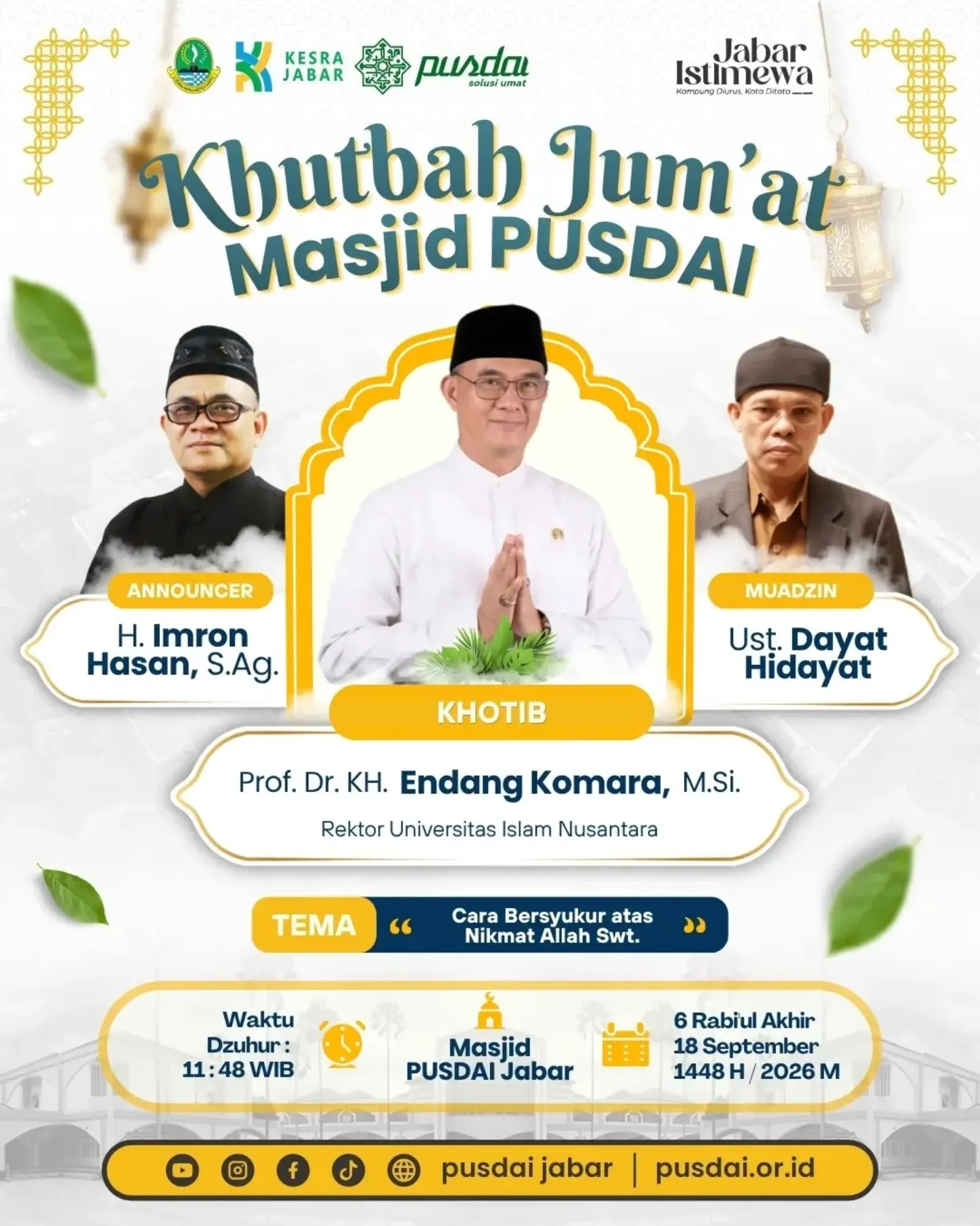 Khutbah Jumat Masjid Pusdai Jabar