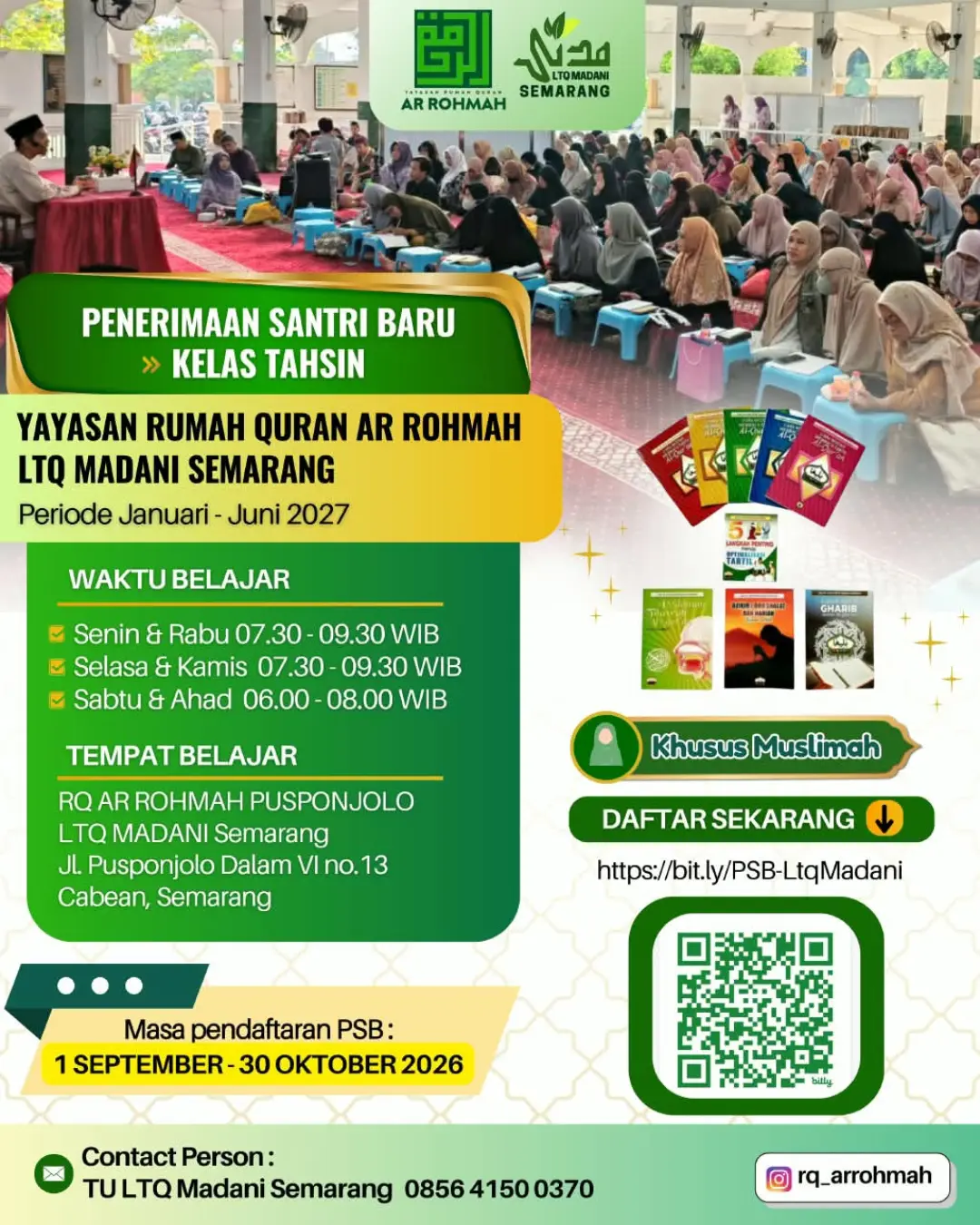 PENERIMAAN SANTRI BARU KELAS TAHSIN