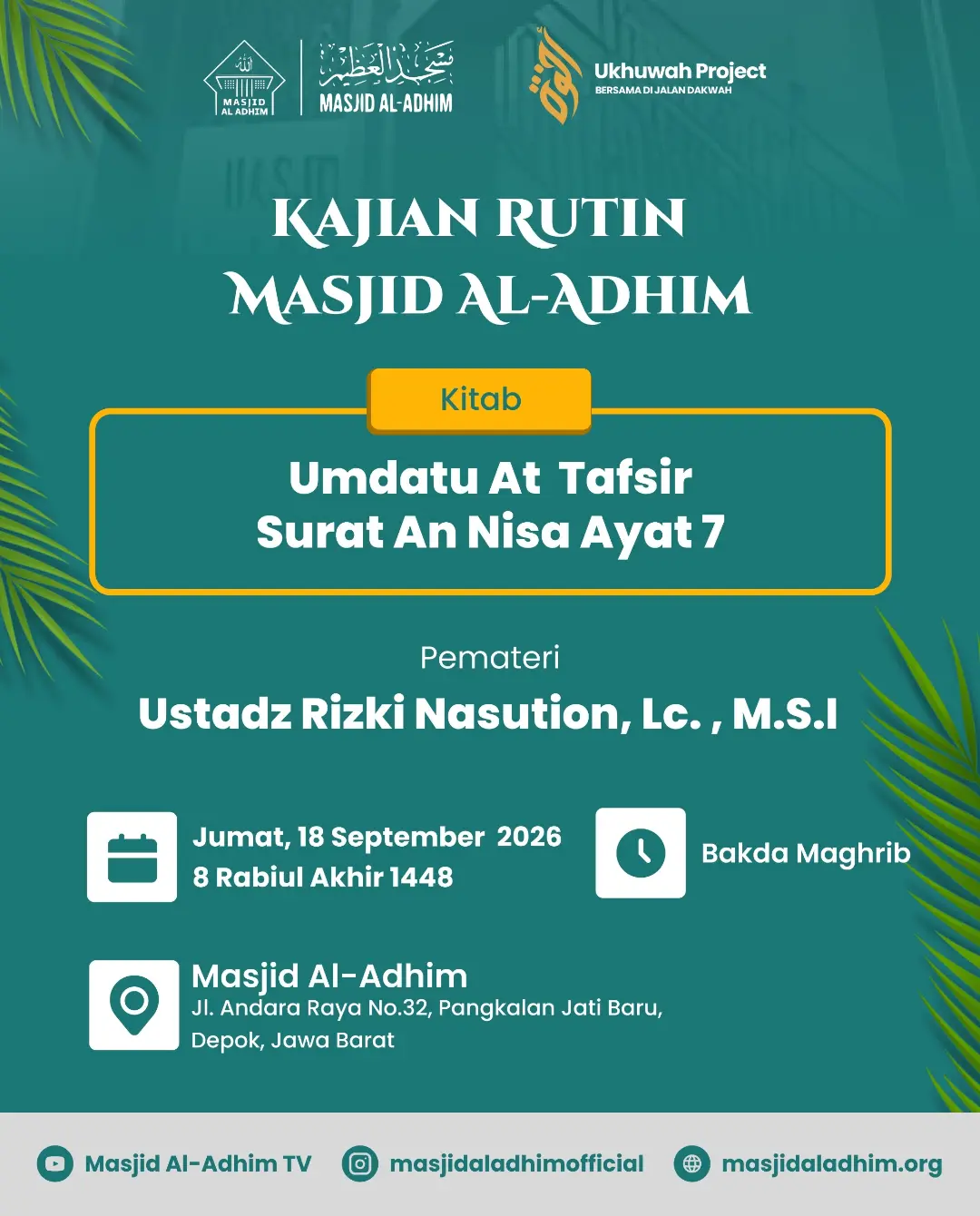 Kajian Rutin Masjid Al-Adhim