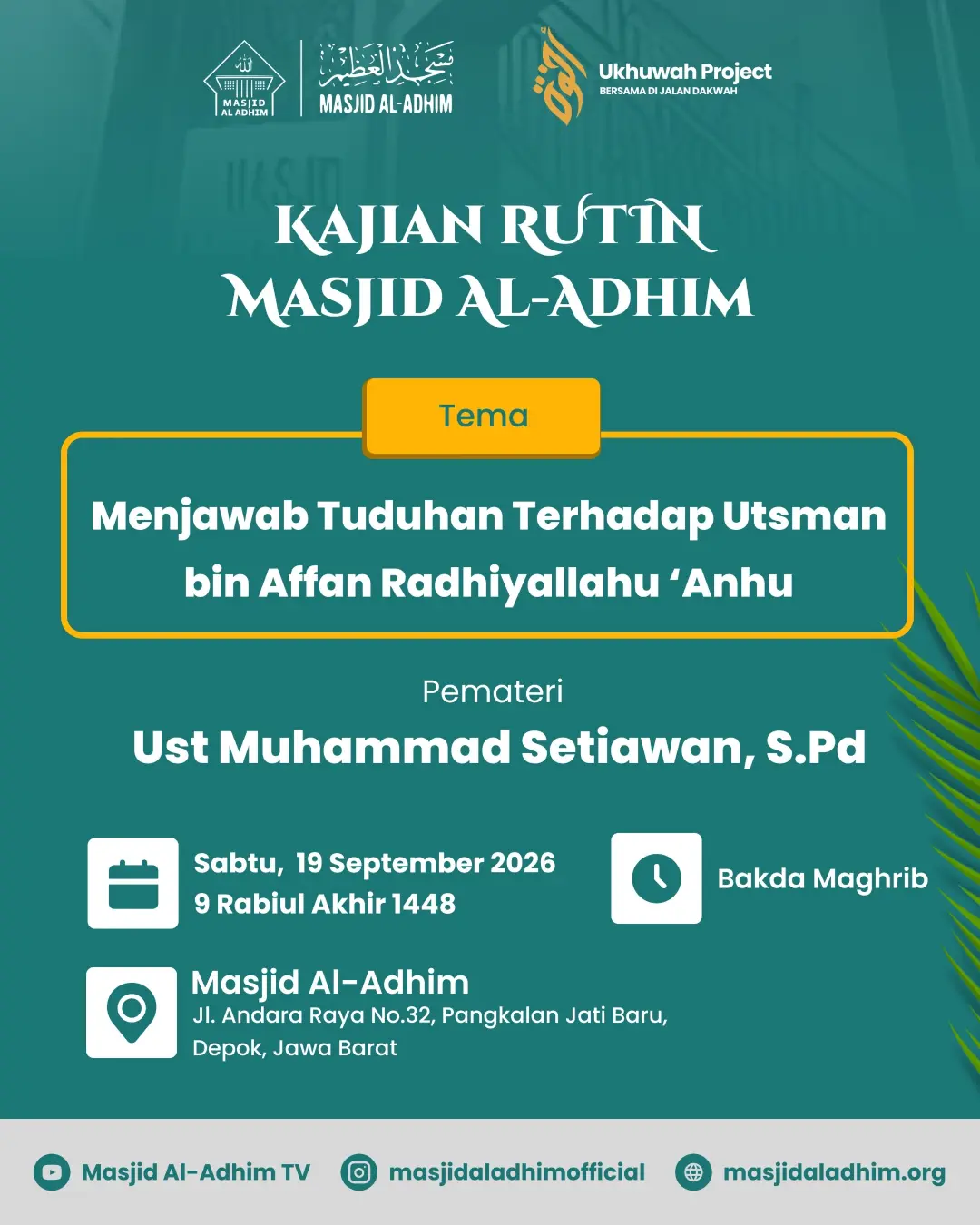 Menjawab Tuduhan Terhadap Utsman bin Affan Radhiyallahu 'Anhu