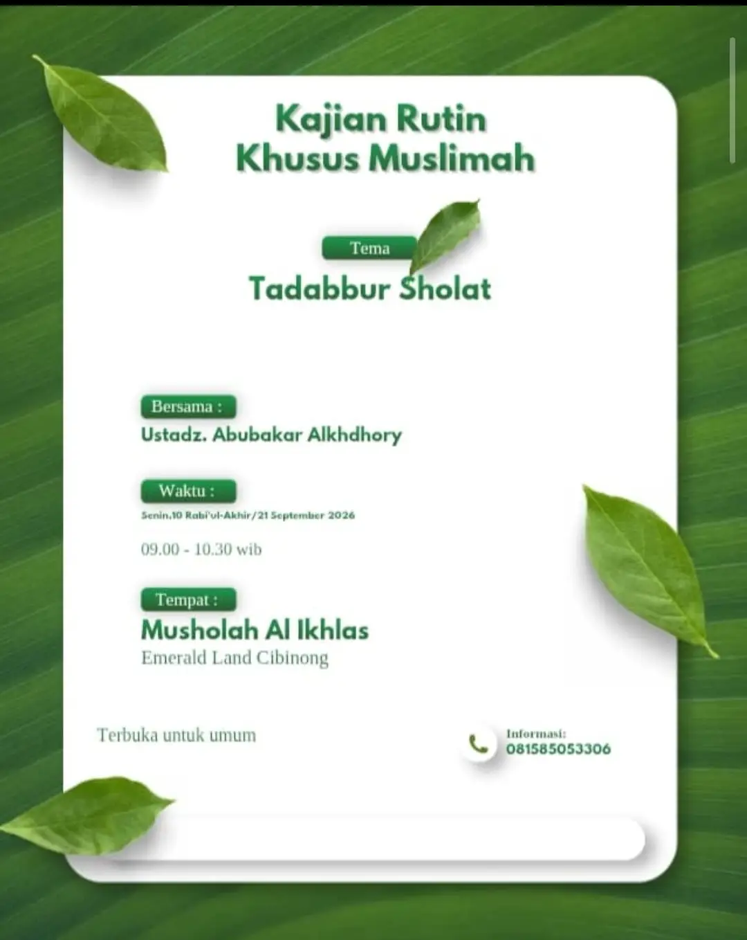 Kajian Rutin Khusus Muslimah