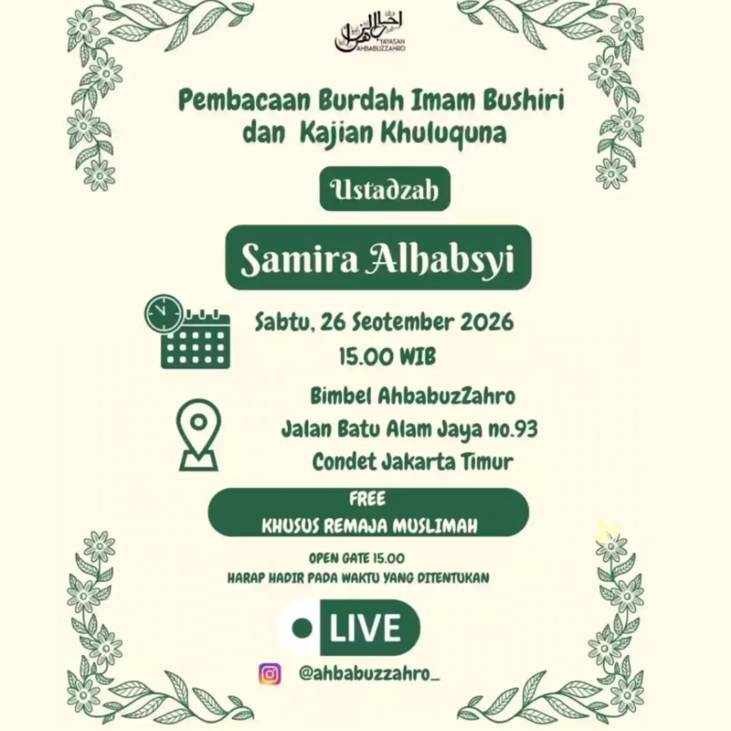 Pembacaan Burdah Imam Bushiri dan Kajian Khuluquna