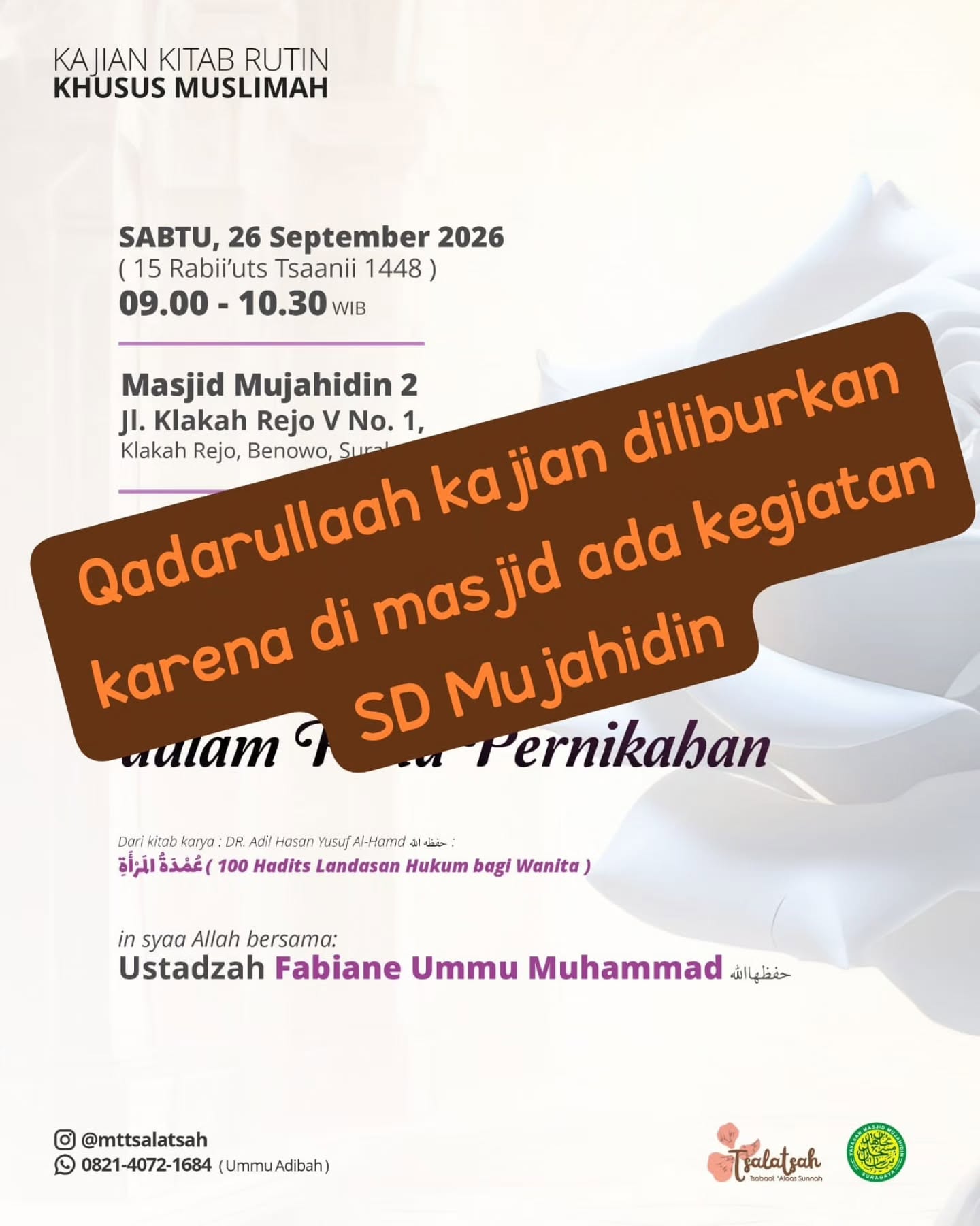KAJIAN KITAB RUTIN KHUSUS MUSLIMAH